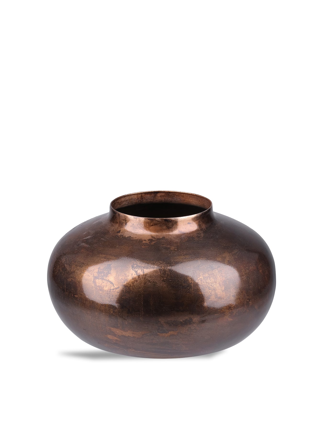 Tambora Copper Finish Squat Vase Large