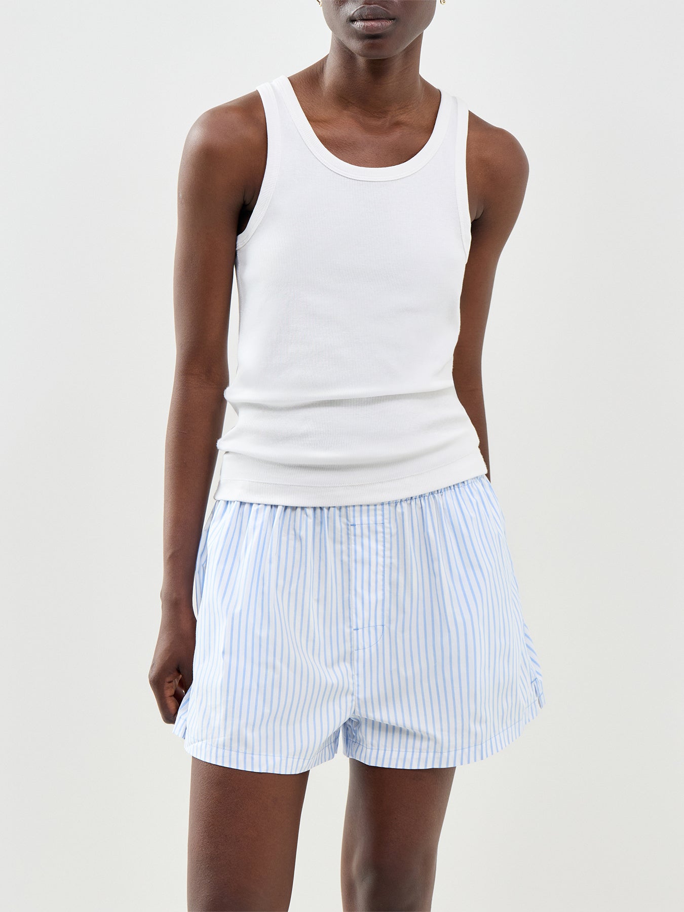 Cotton Poplin Pyjama Shorts Blue