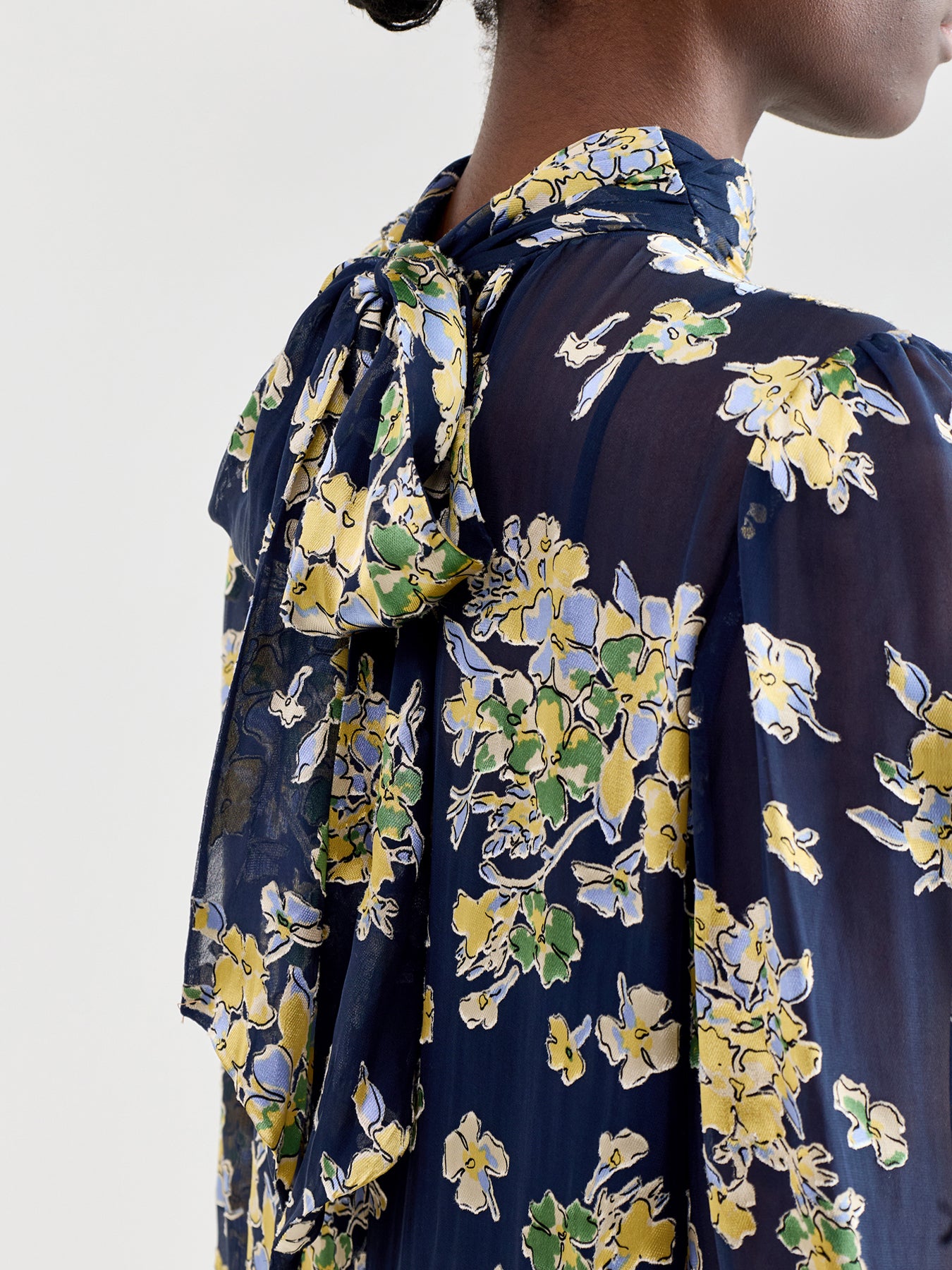 Anaya Dress Bouquet Devoré Navy