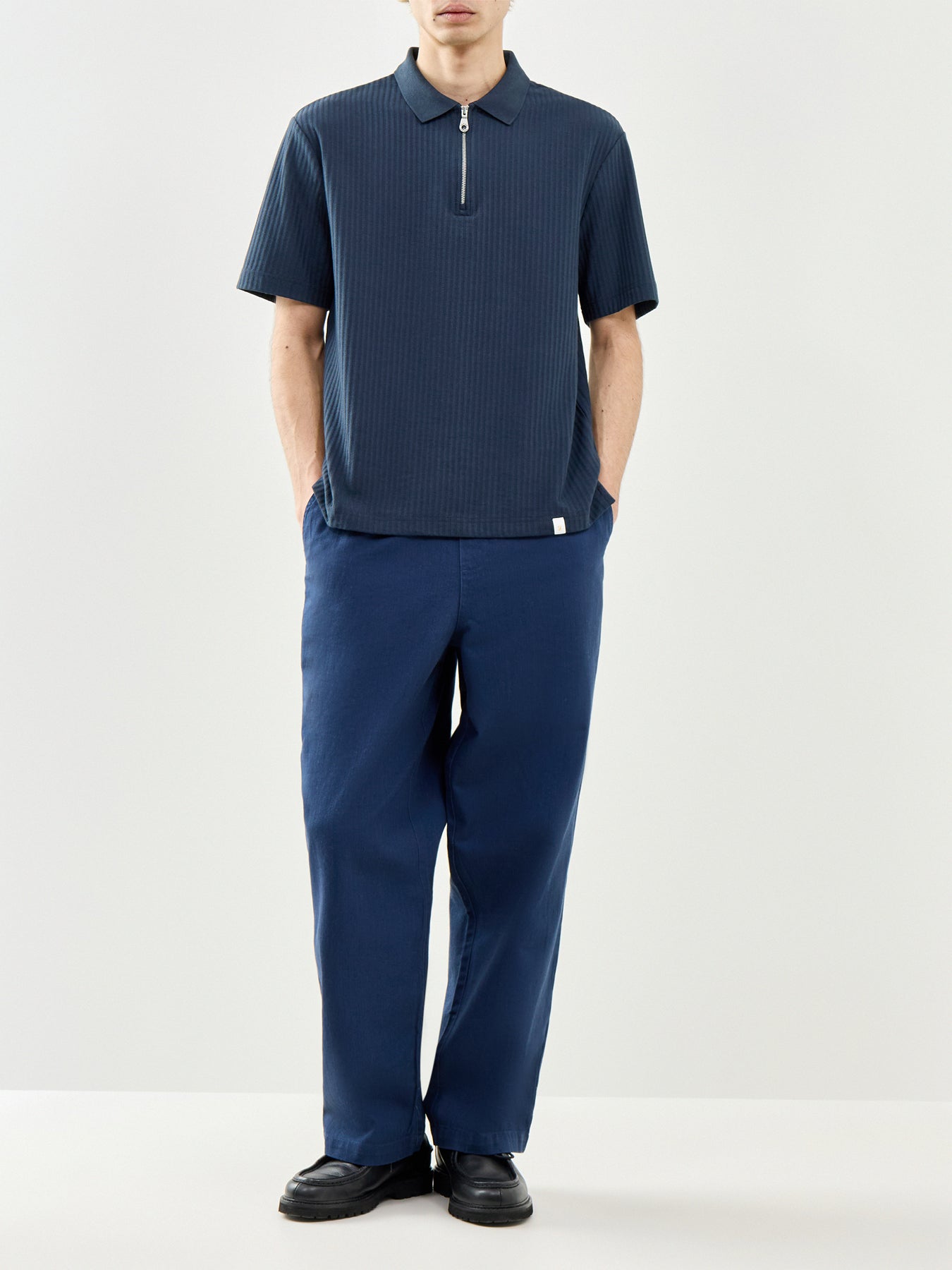 Zip Polo Shirt Navy