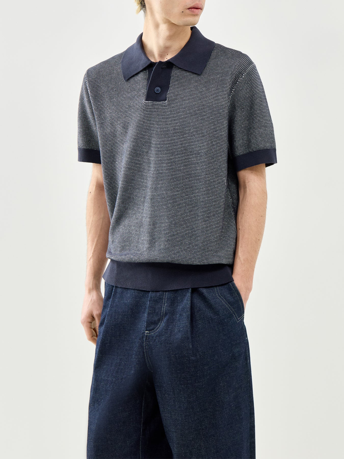 Knitted Polo Shirt Navy
