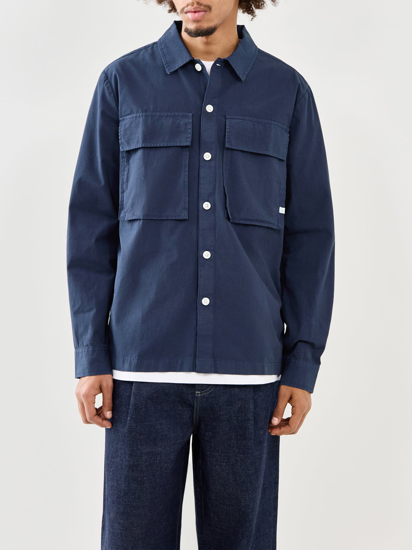 Cotton Long Sleeve Shirt Navy