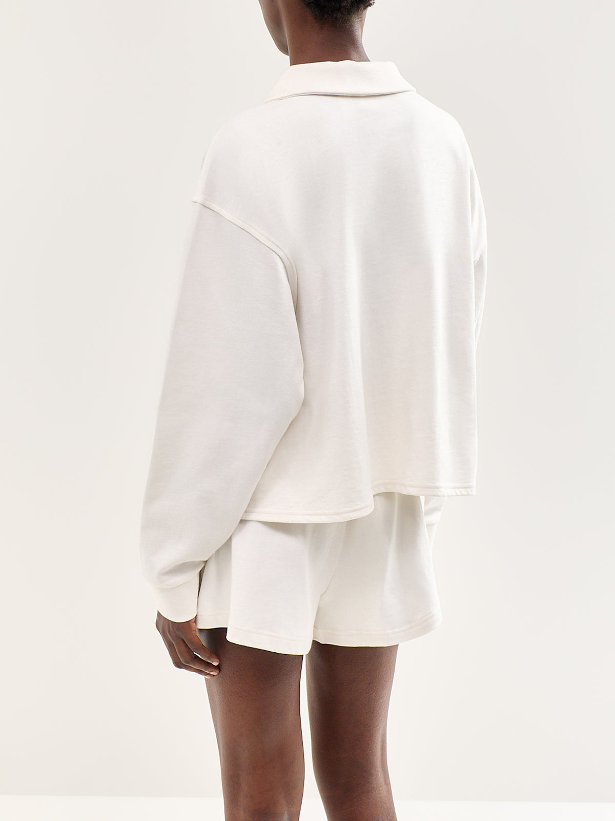 Logo Cotton Jersey Polo Pyjama Top White