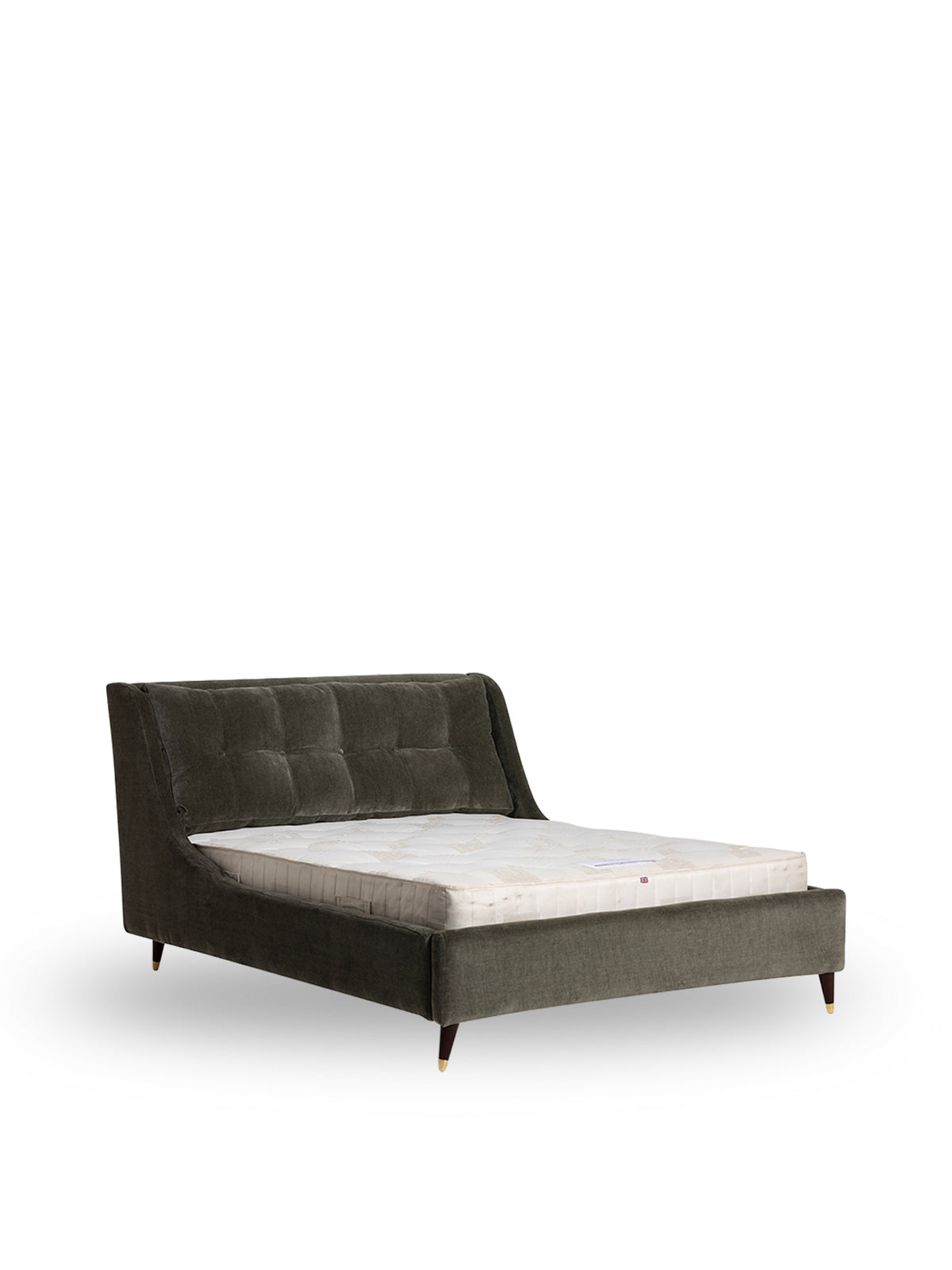 Raul Green Velvet King Bed Frame with Padded Headboard