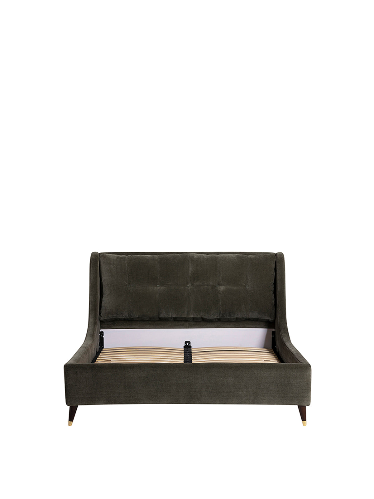 Raul Green Velvet King Bed Frame with Padded Headboard
