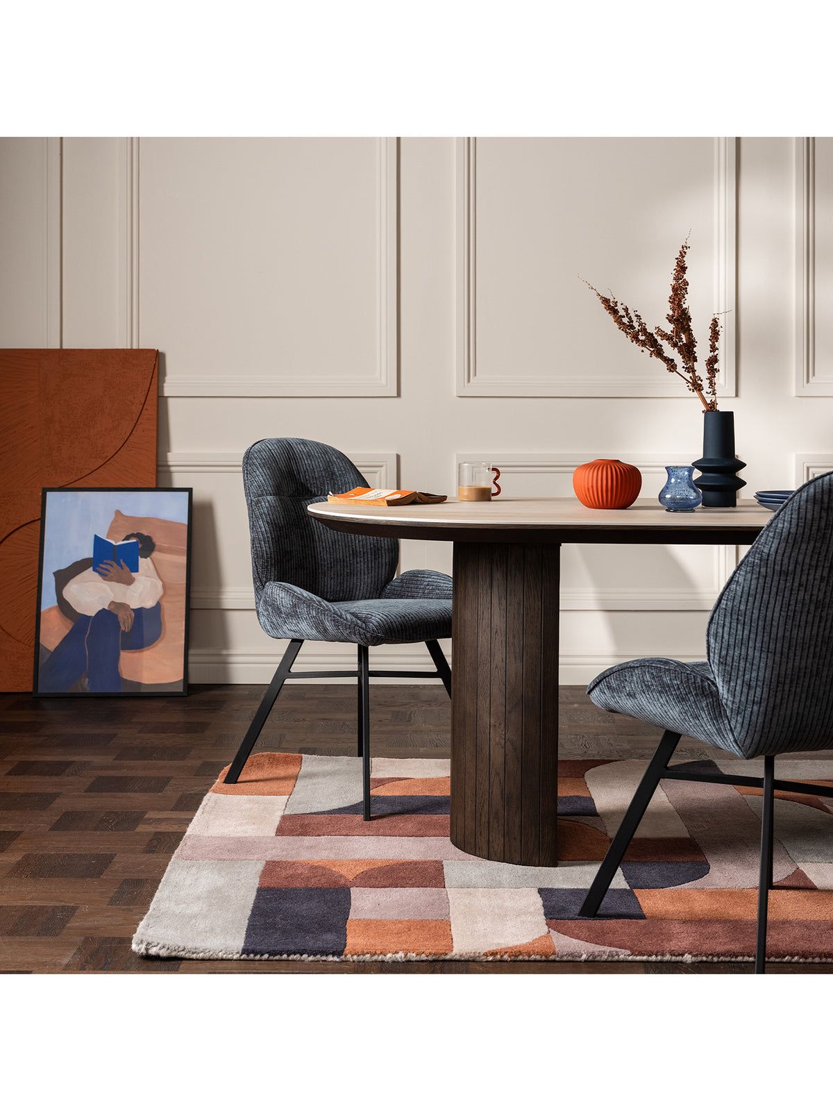 Ulza Dark Teal Fabric Dining Chair