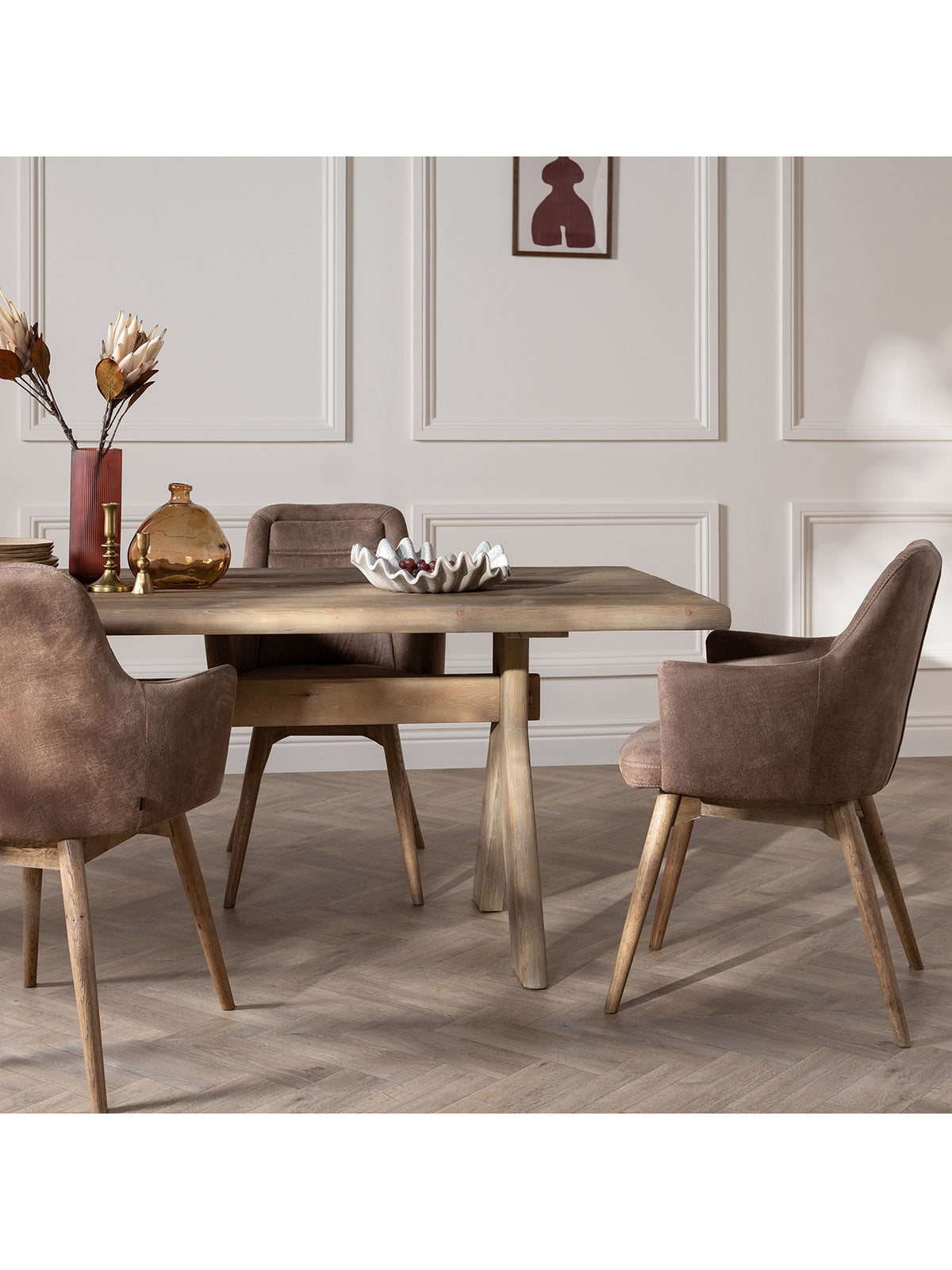 Hida Brown Fabric Dining Chair