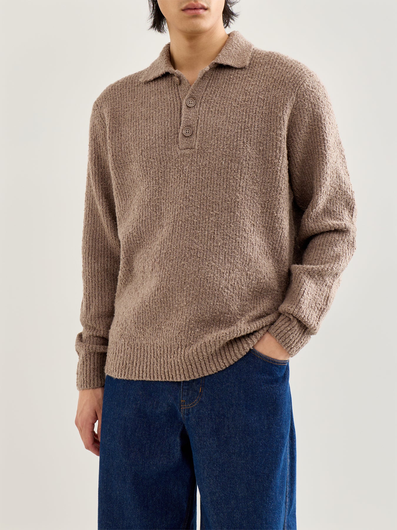 Onsdale Relaxed Long Sleeve Polo Knit Brown