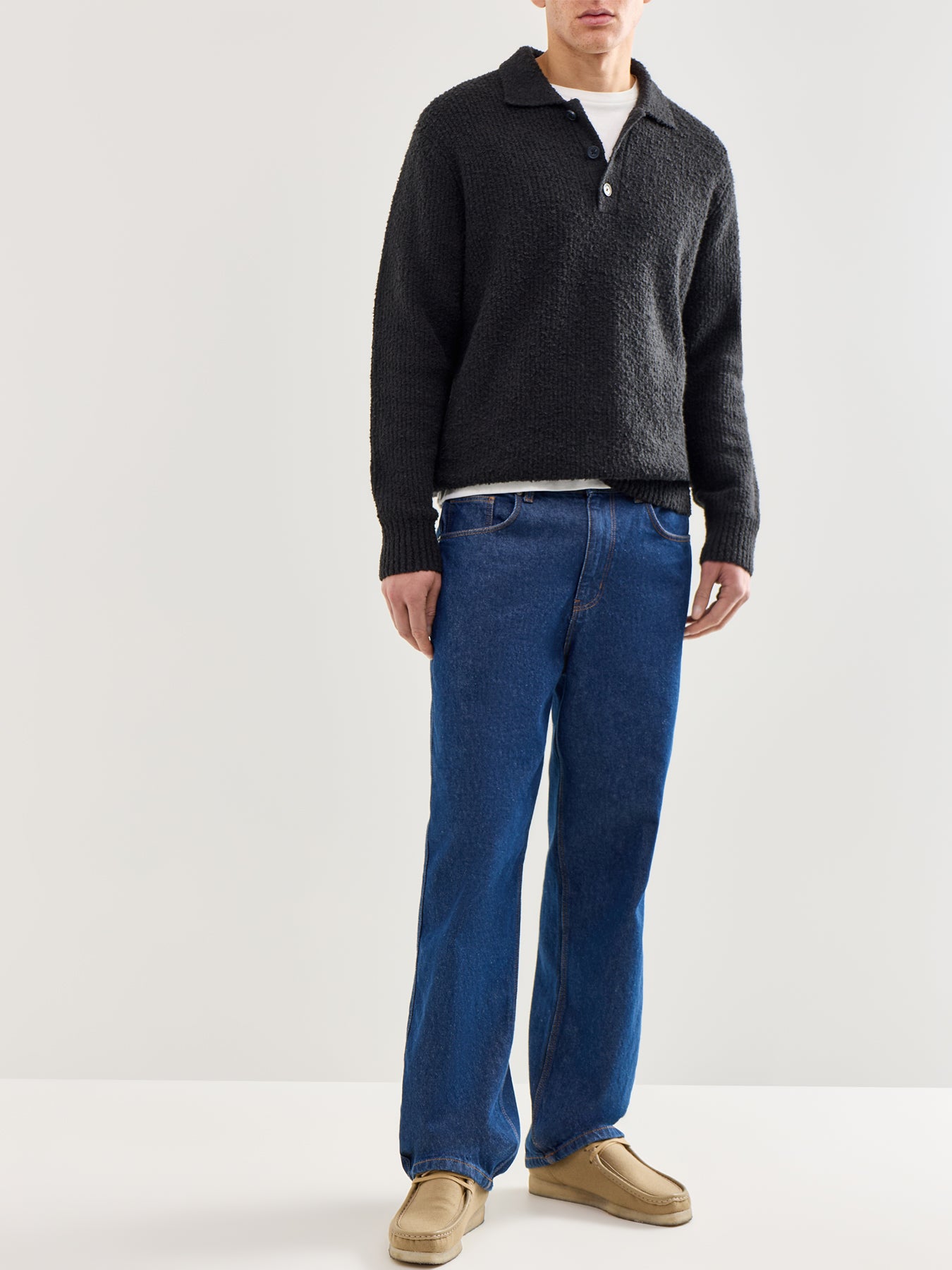 Onsdale Relaxed Long Sleeve Polo Knit Black