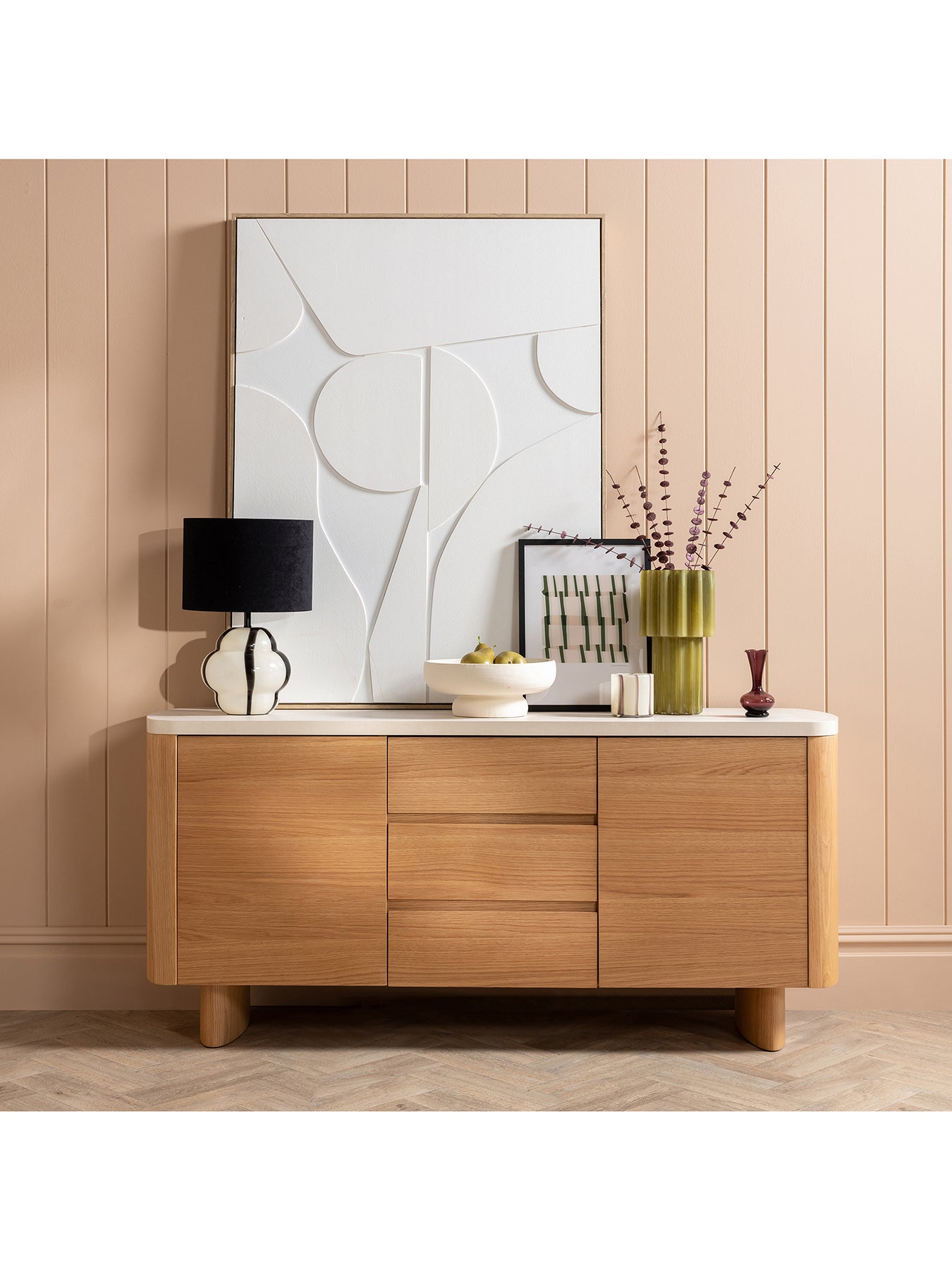 Soma Natural Wood Curved Sideboard