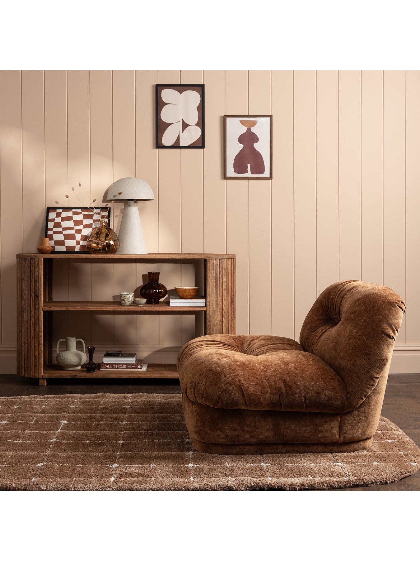 Nicolo Brown Fabric Armchair