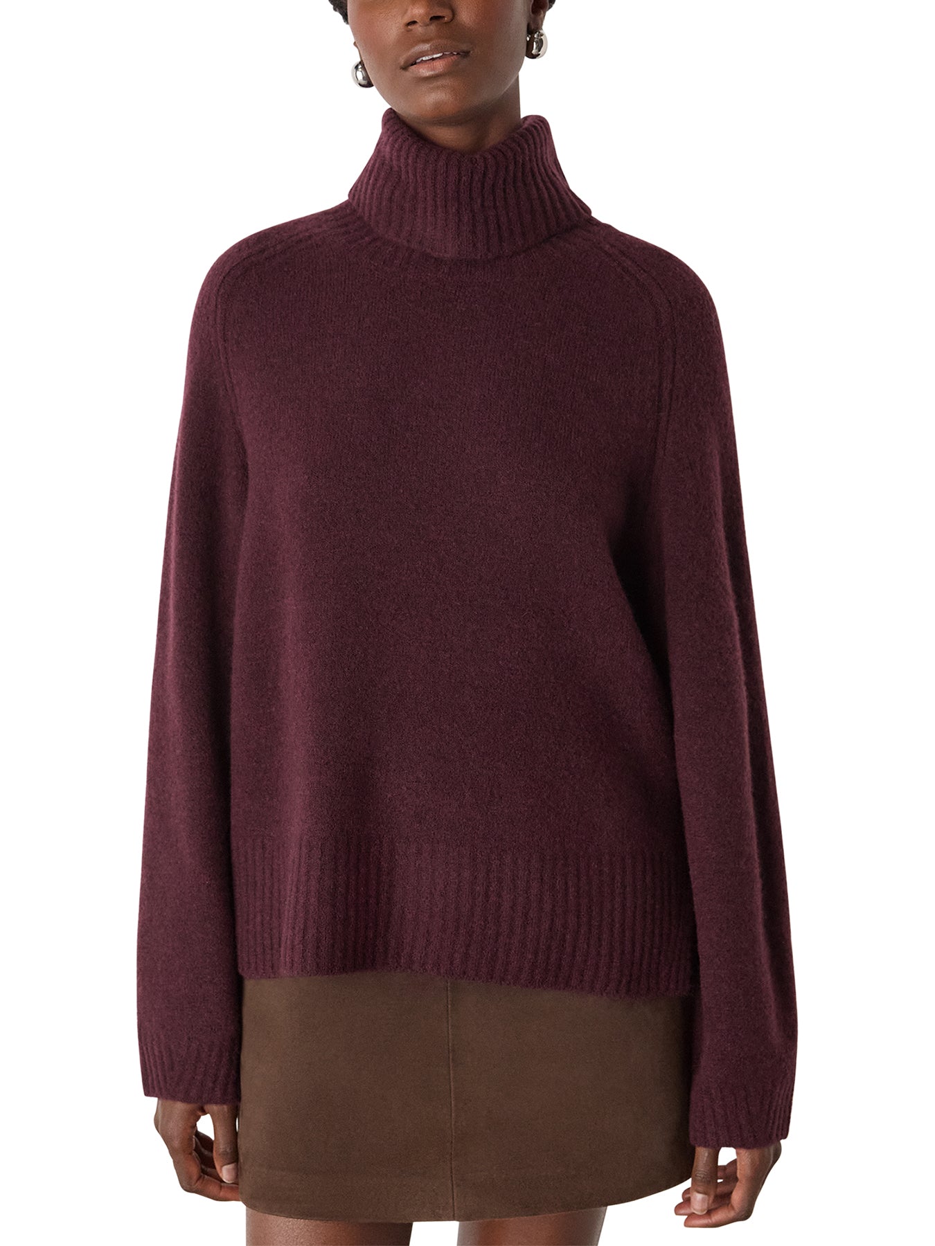 Roll Neck Wool Mix Jumper Red