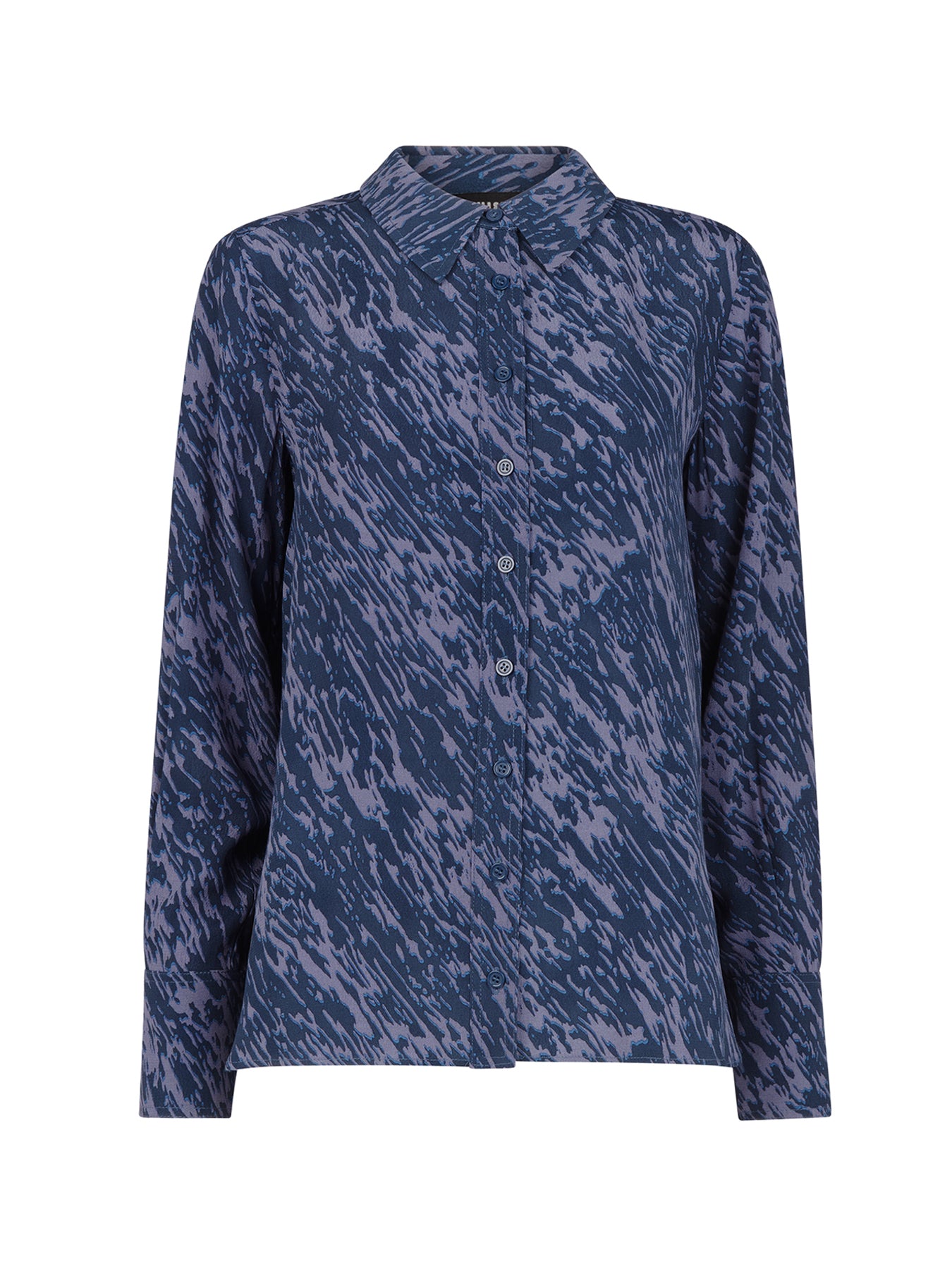 Abstract Marks Collared Shirt Blue