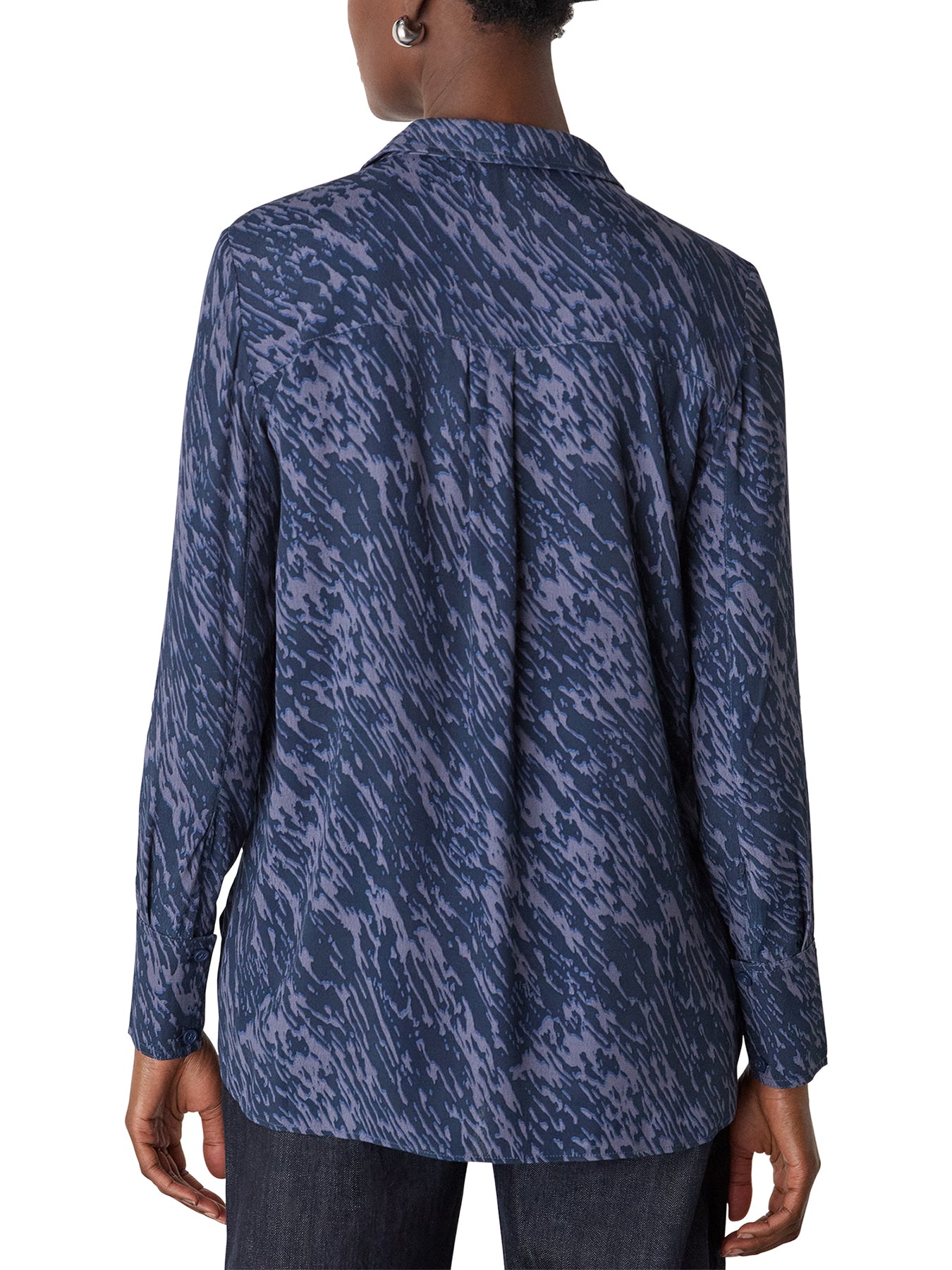 Abstract Marks Collared Shirt Blue