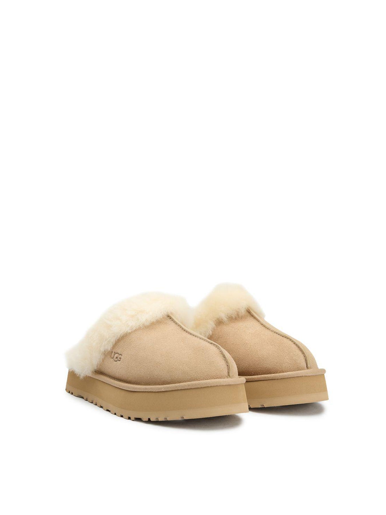 Womens Disquette Shearling Platform Slippers