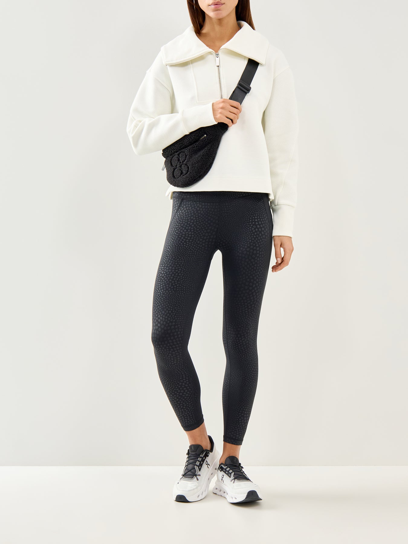 Peaceful Rib Half Zip Sweatshirt White