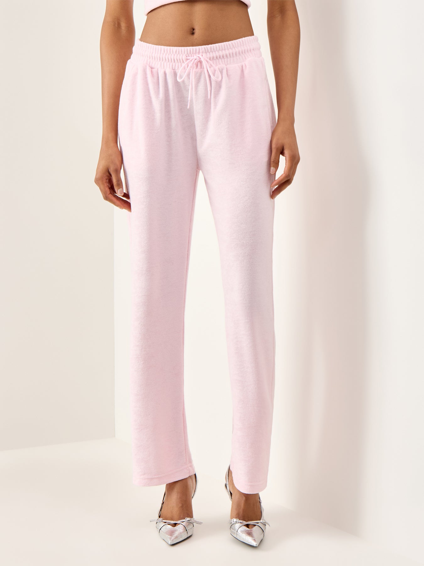 Velour Wide Joggers Pink