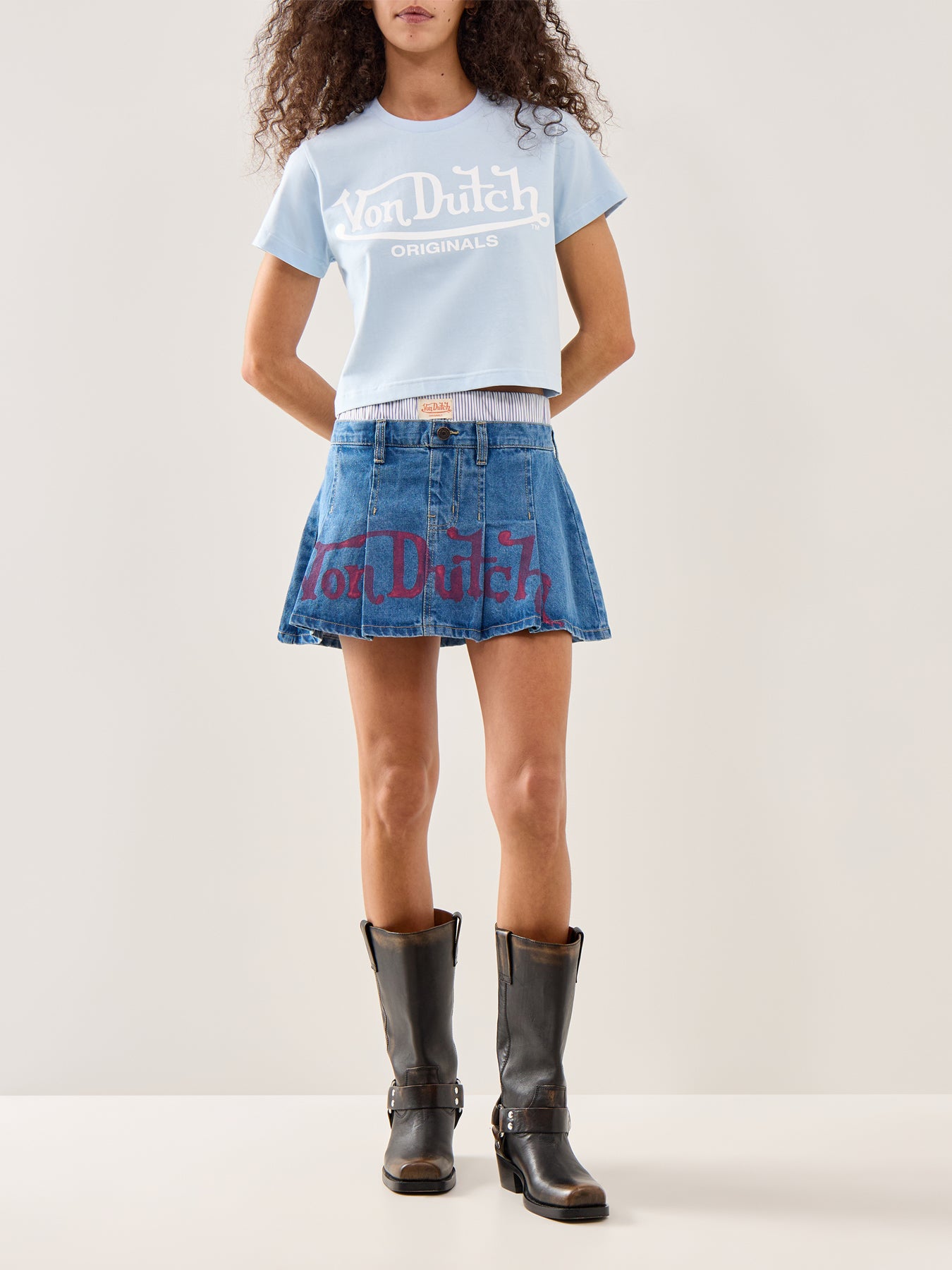 Patchwork Logo Mini Skirt Blue