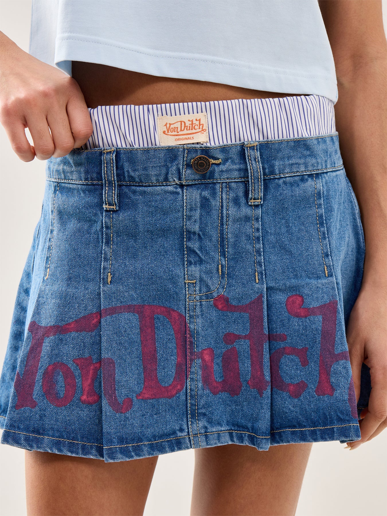 Patchwork Logo Mini Skirt Blue