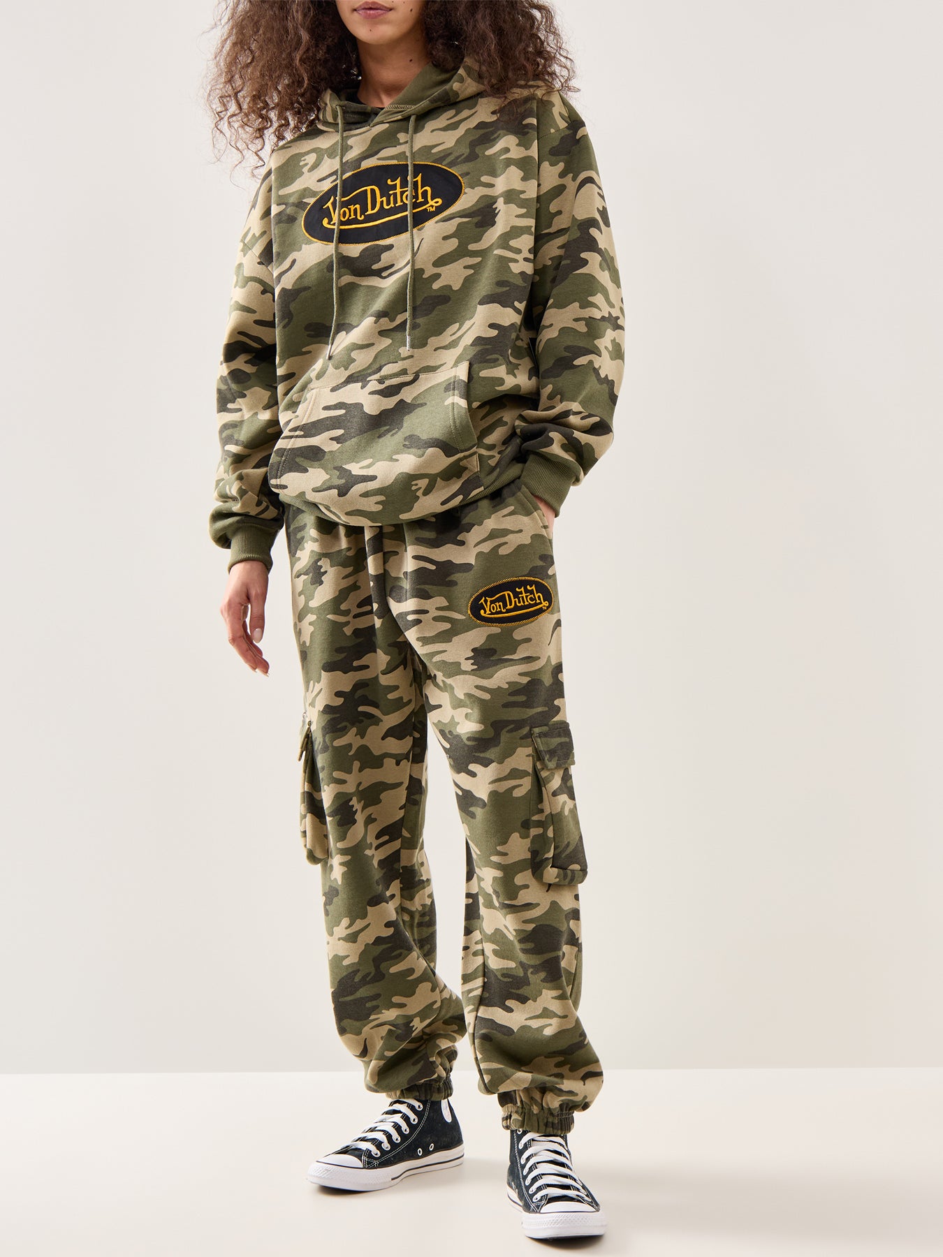 Patch Logo Camo Hoodie Green