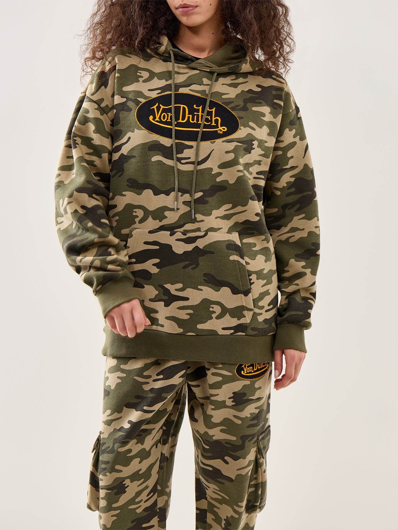 Patch Logo Camo Hoodie Green