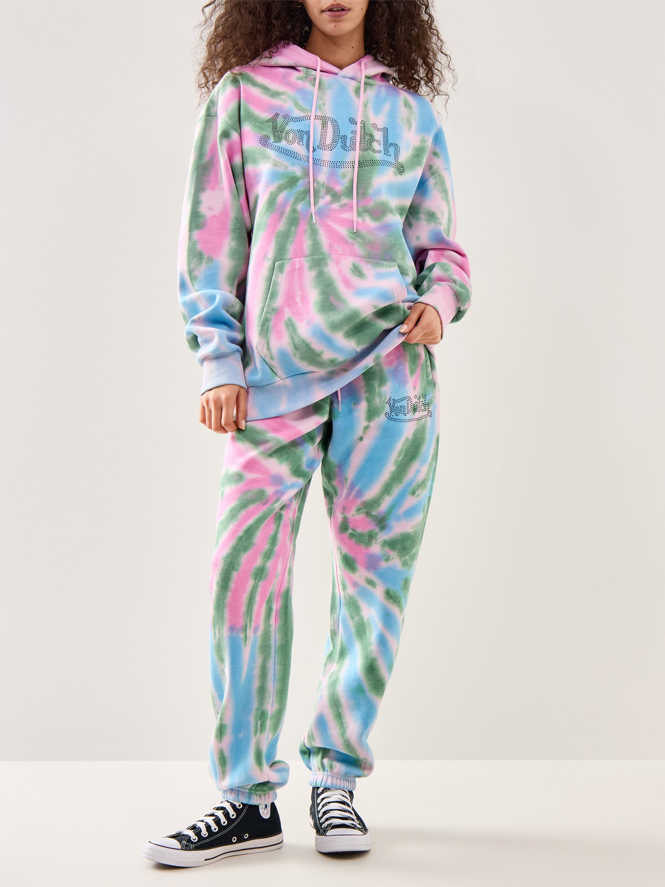 Tie-Dye Long-Sleeve Logo Hoodie Multi