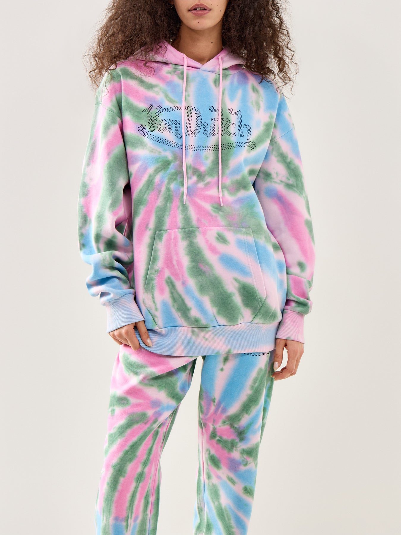 Tie-Dye Long-Sleeve Logo Hoodie Multi