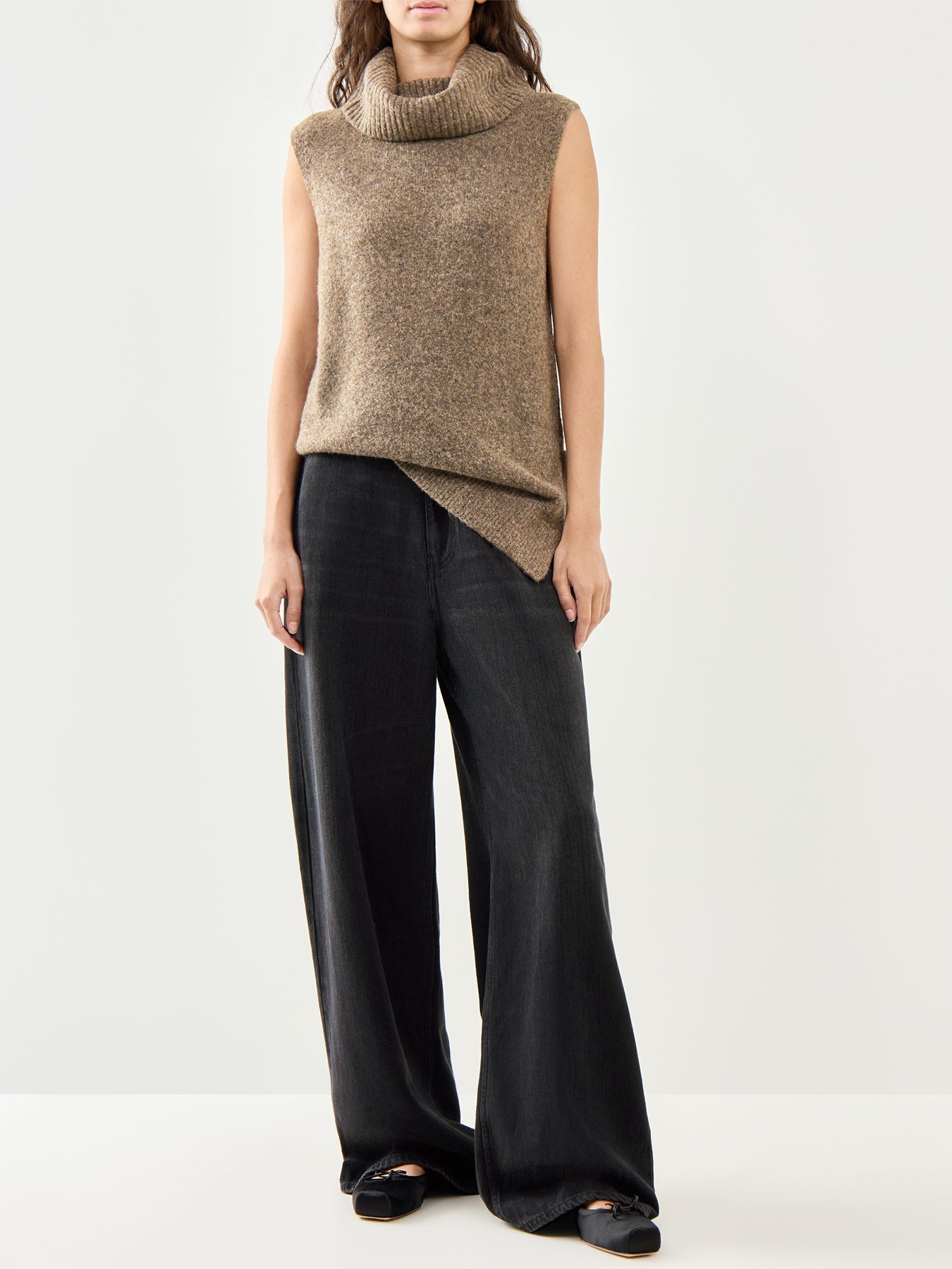 Roll Neck Vest Brown