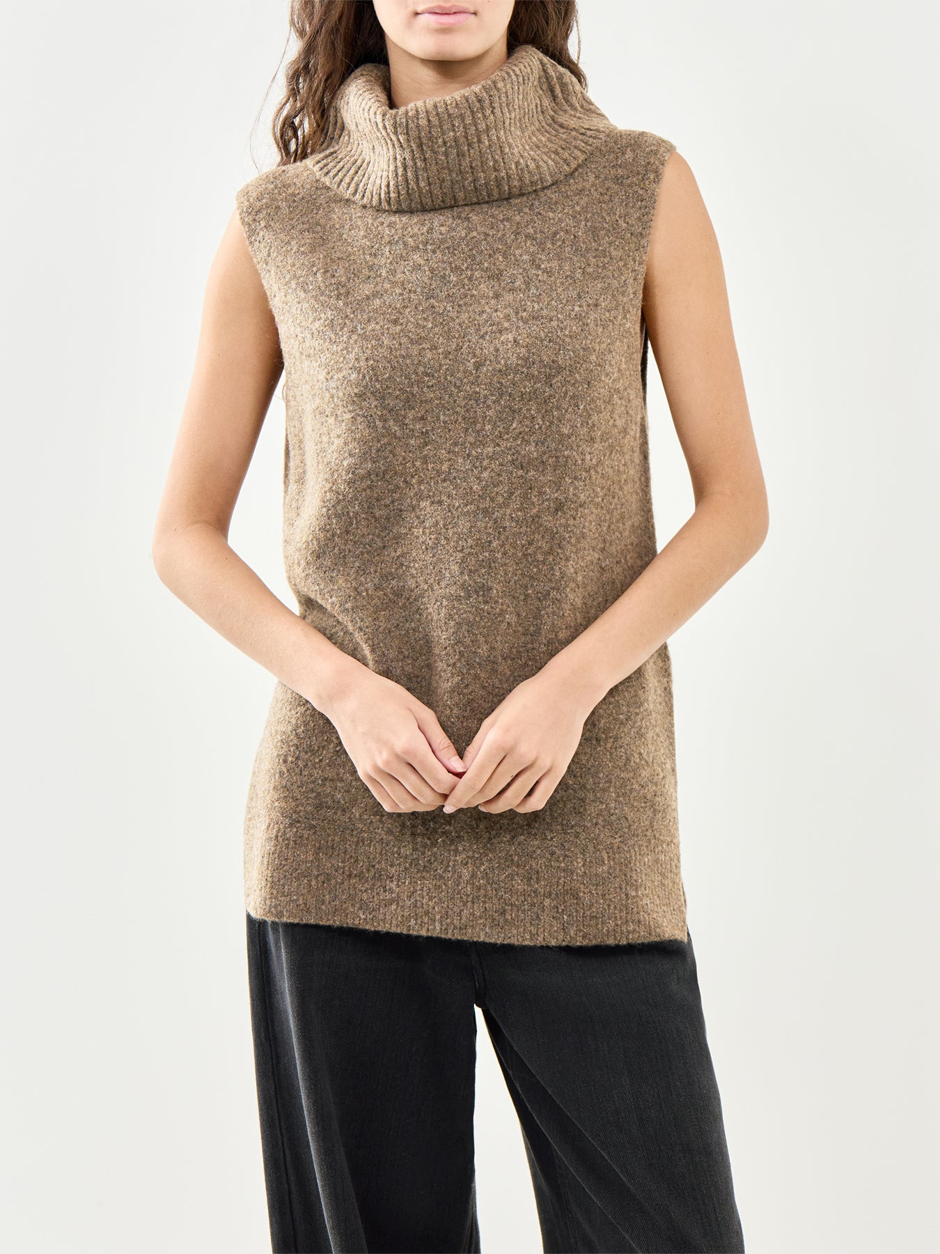 Roll Neck Vest Brown