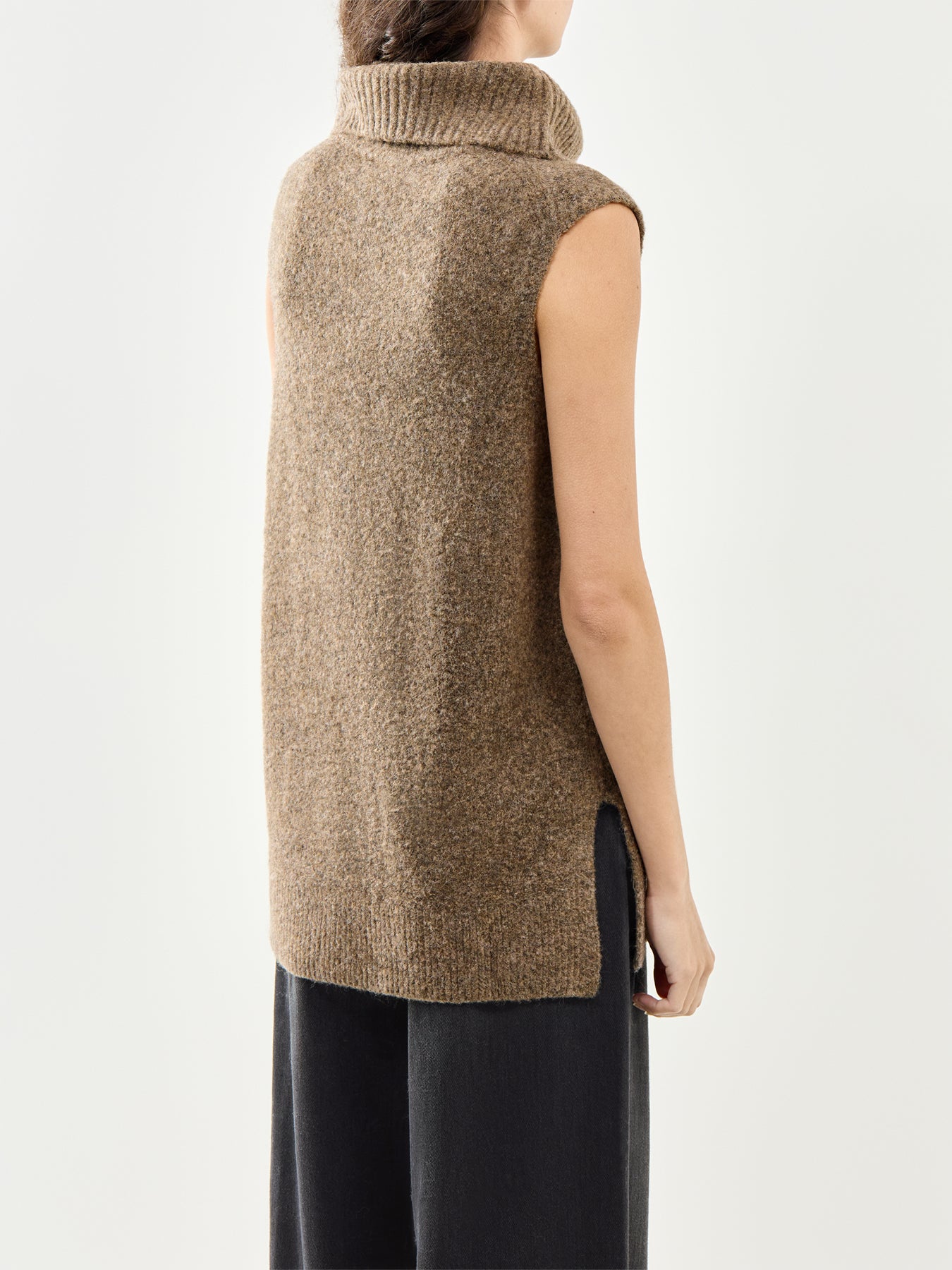 Roll Neck Vest Brown