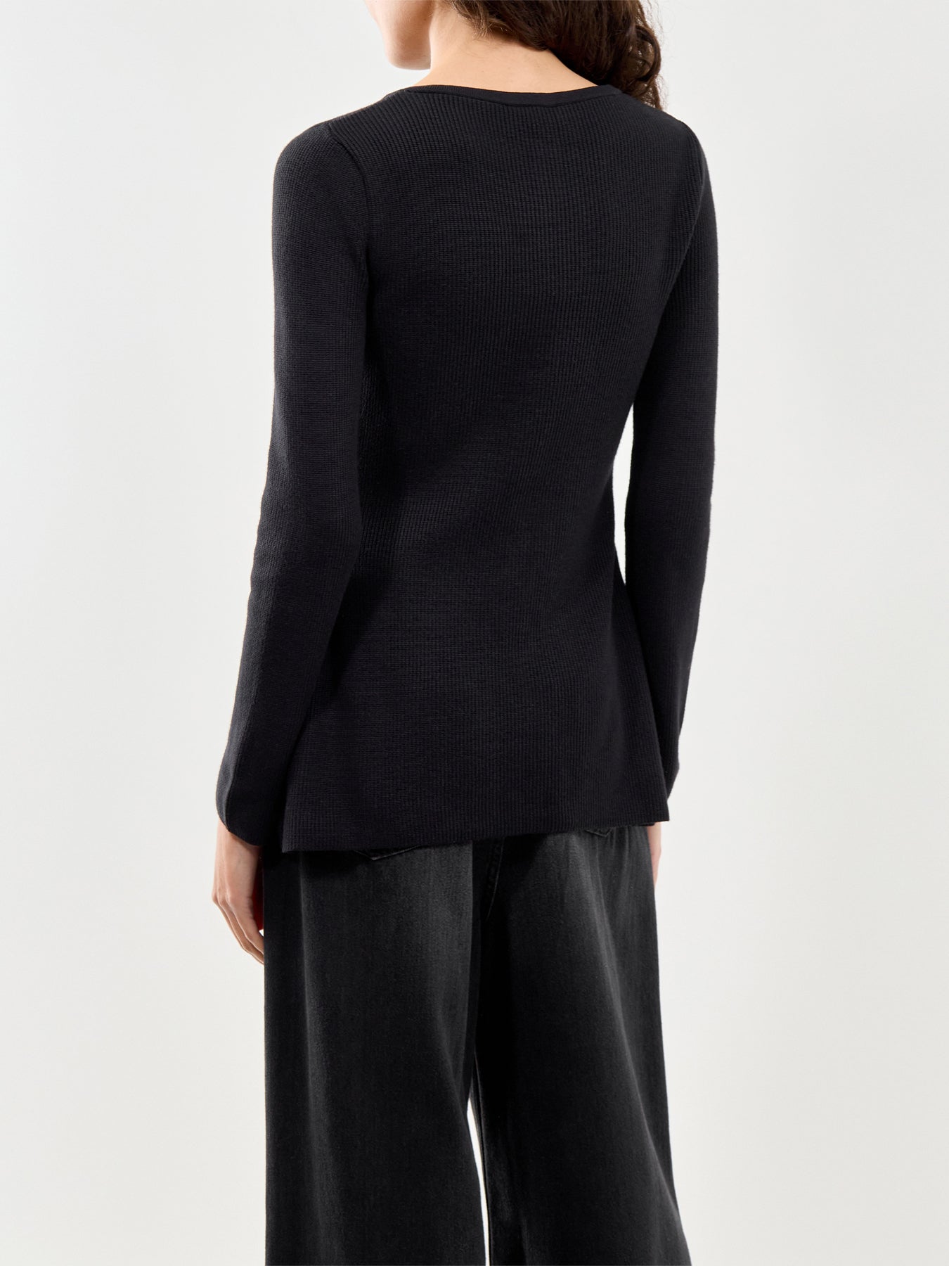 Waisted Long Line Cardigan Black