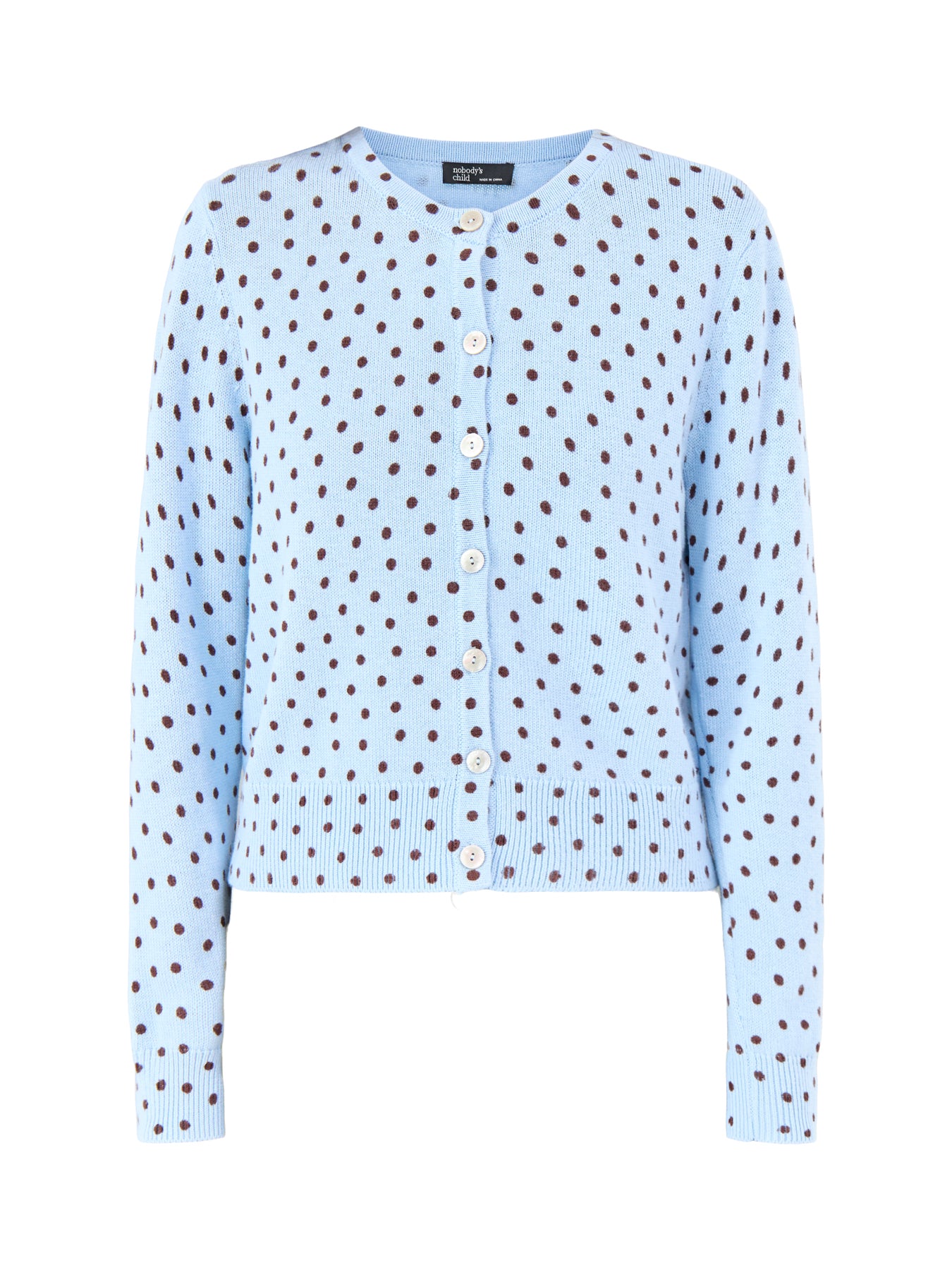 Long Sleeve Spot Printed Cardigan Blue