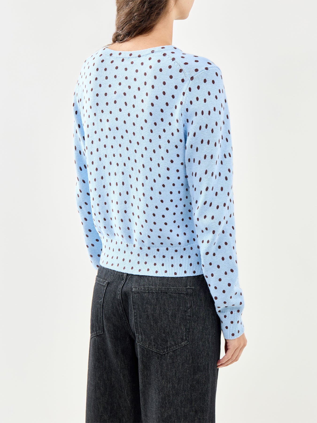 Long Sleeve Spot Printed Cardigan Blue
