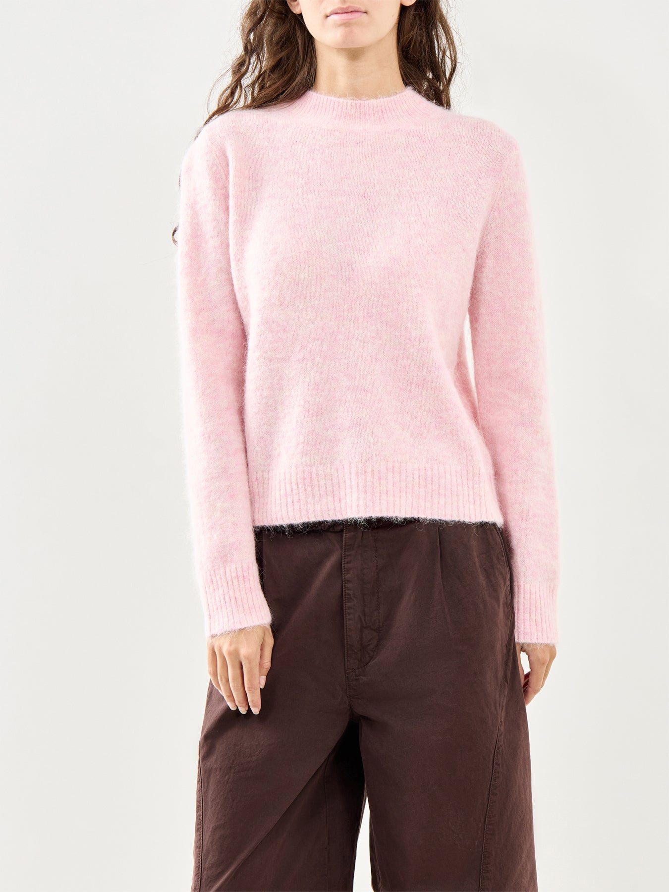 Alpaca Long Sleeve Neat Fit Jumper Pink