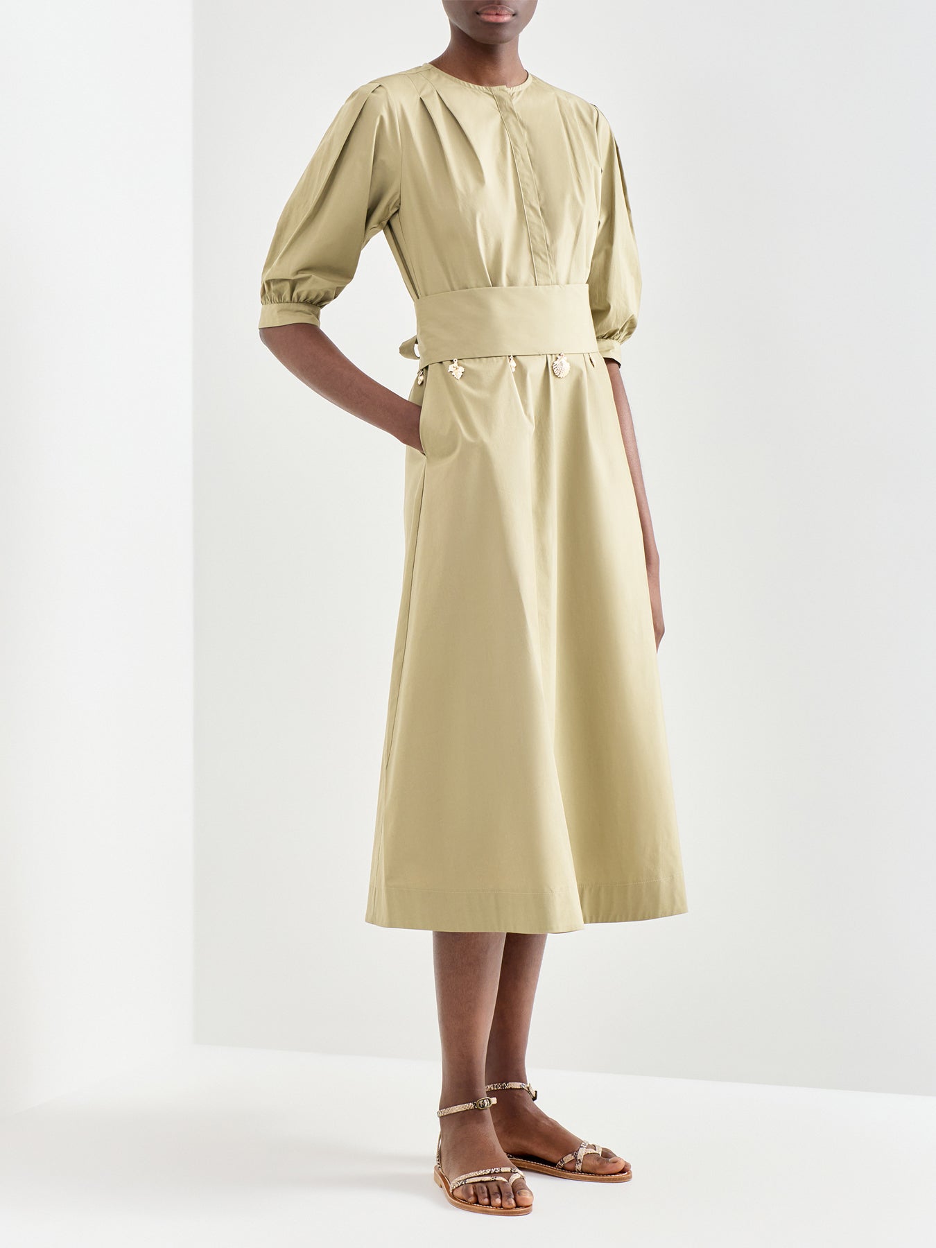 Stecca Fitted Cotton Dress Green