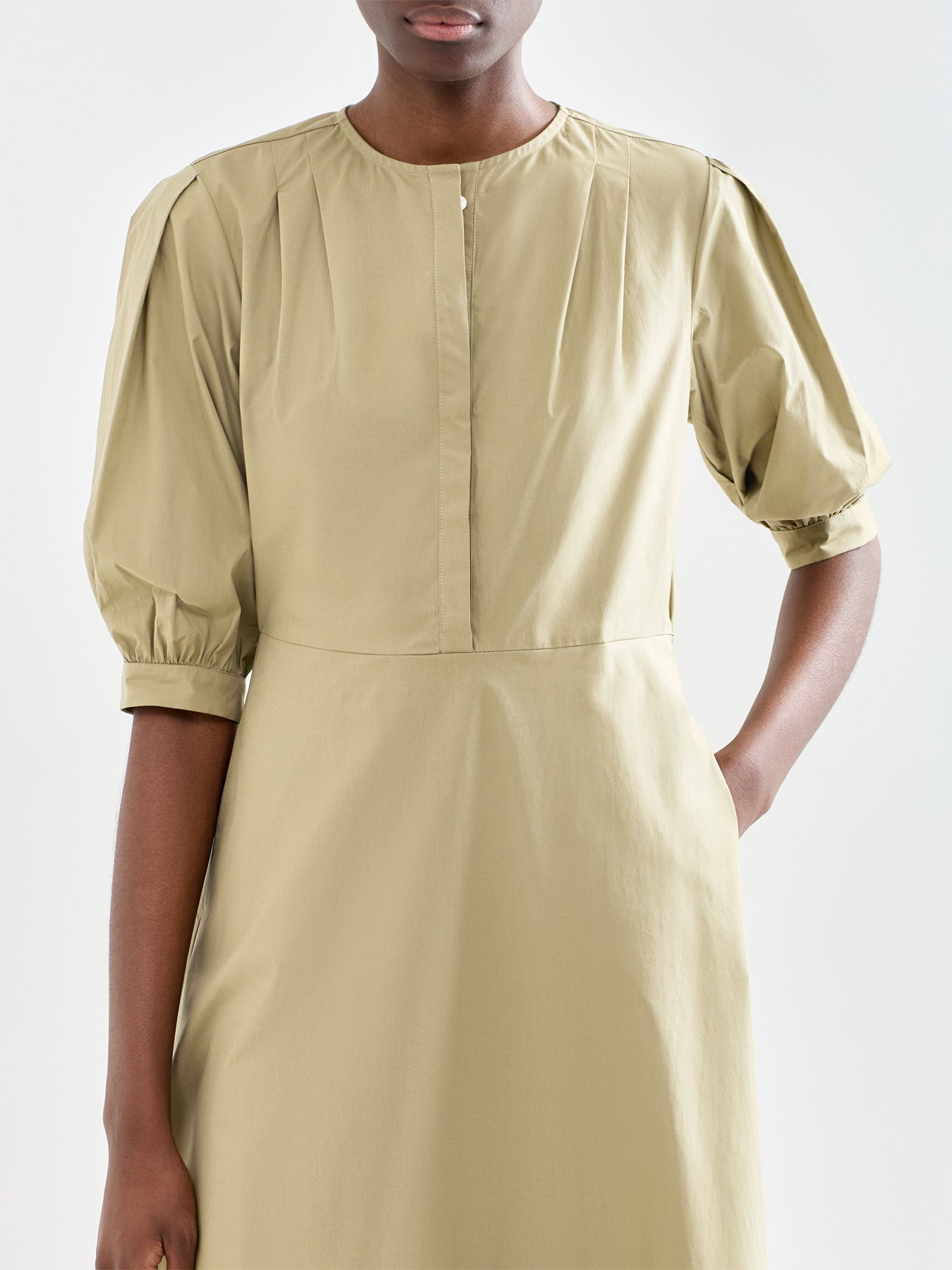 Stecca Fitted Cotton Dress Green