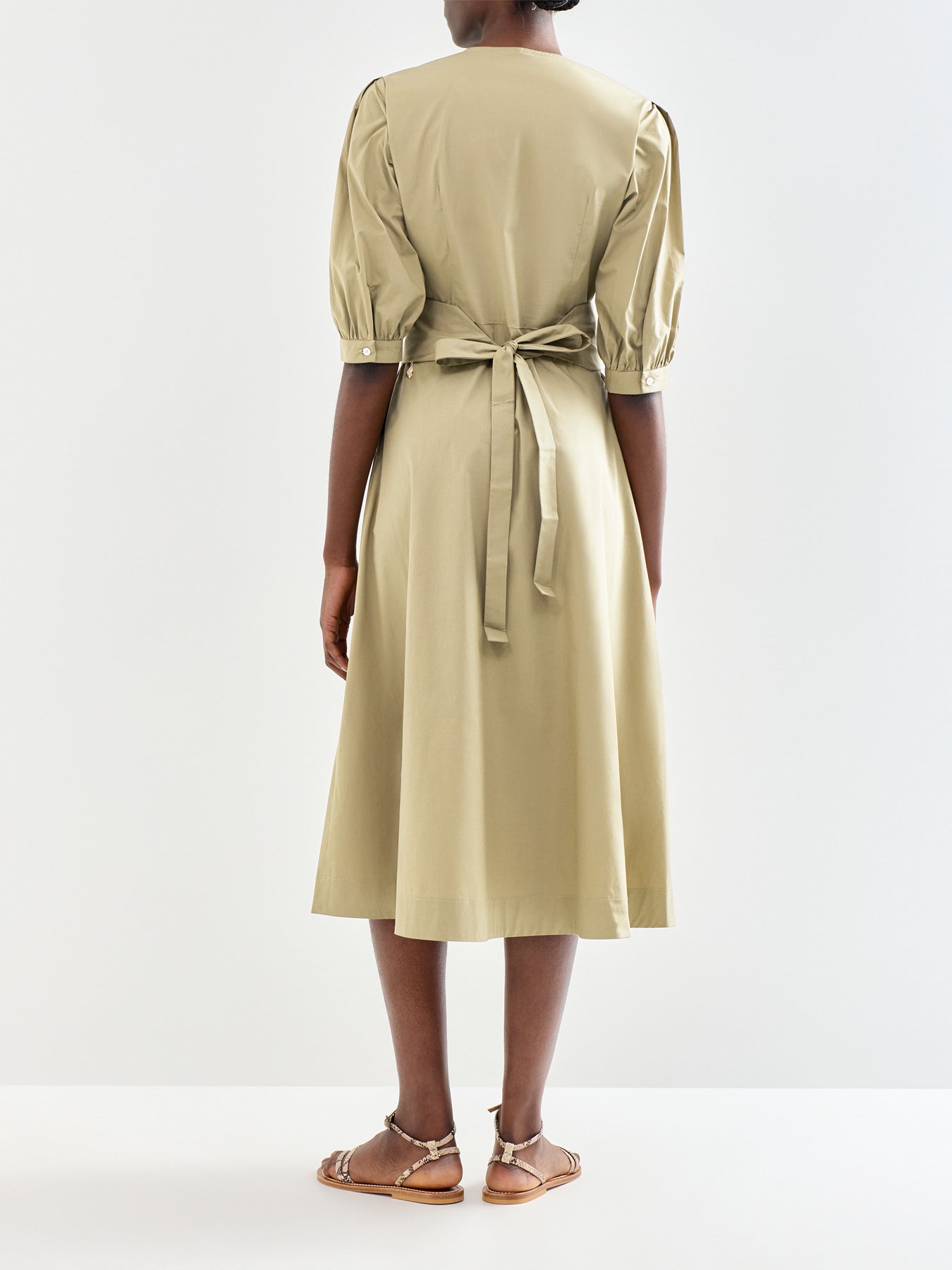 Stecca Fitted Cotton Dress Green