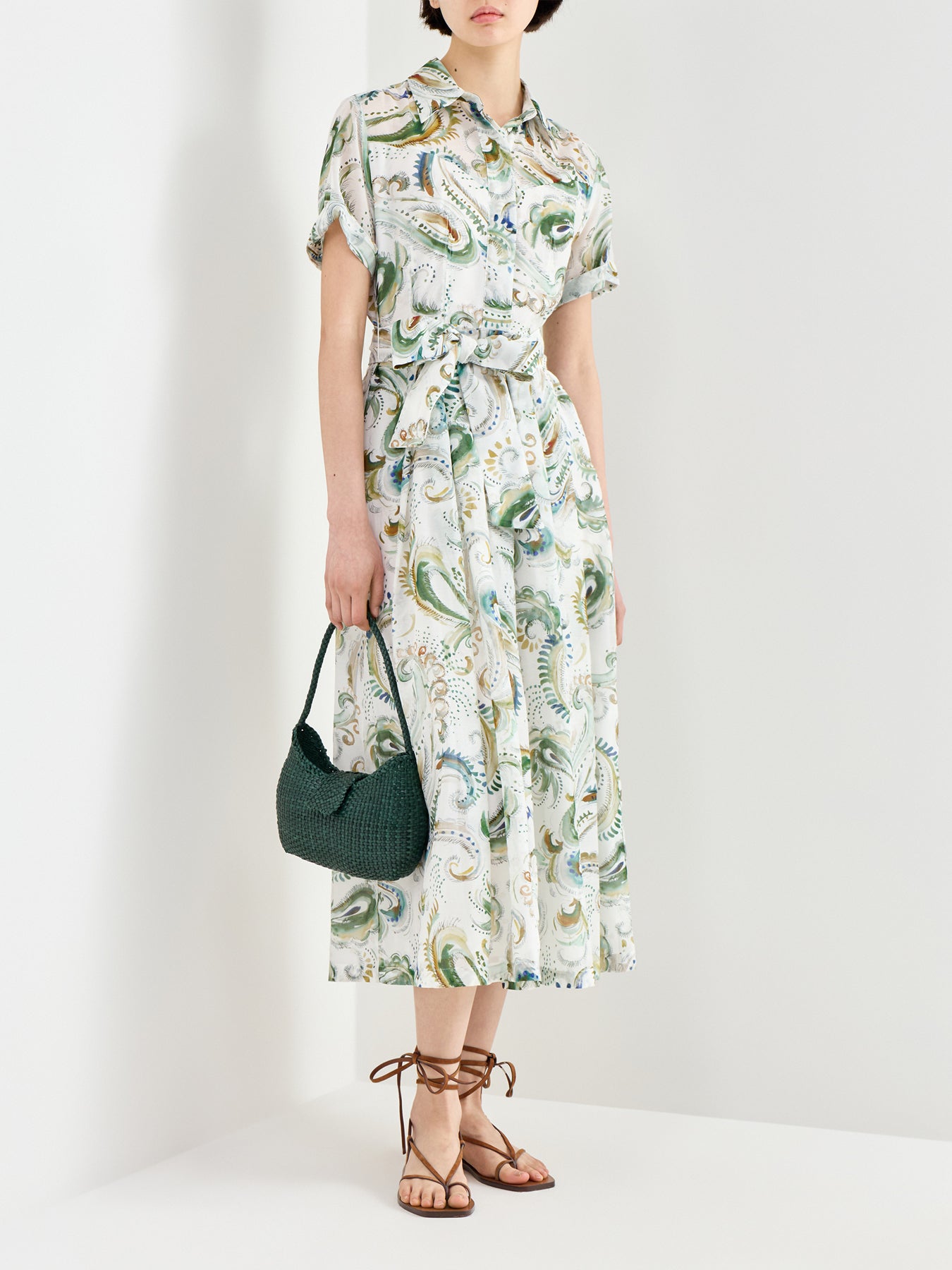Galli Cotton Silk Shirt Dress White