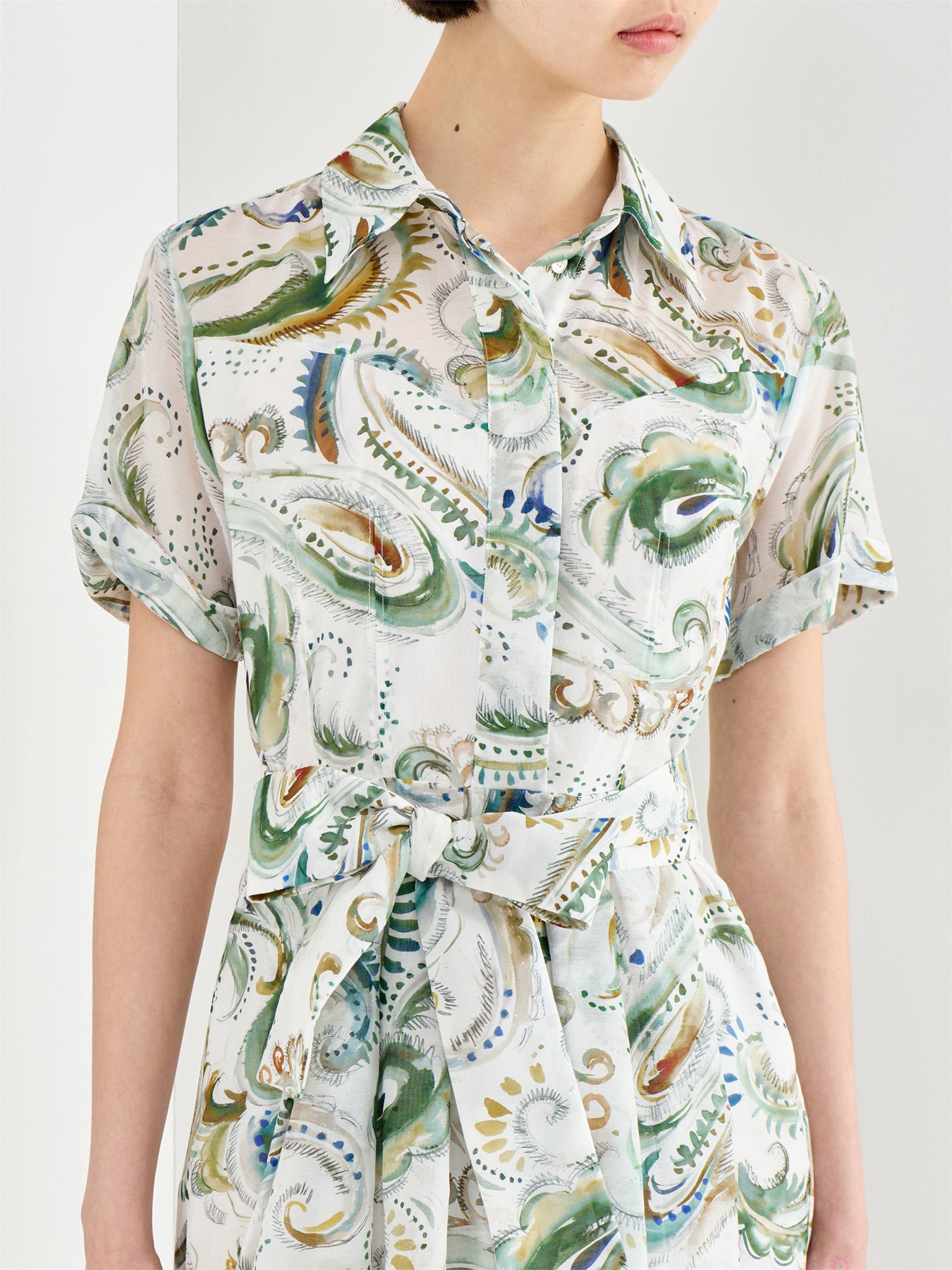 Galli Cotton Silk Shirt Dress White