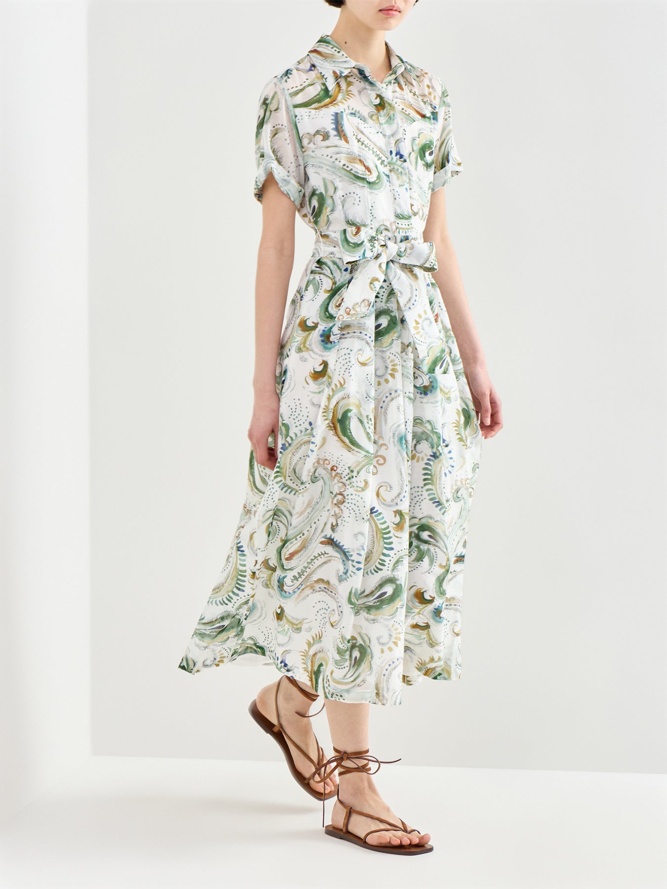 Galli Cotton Silk Shirt Dress White