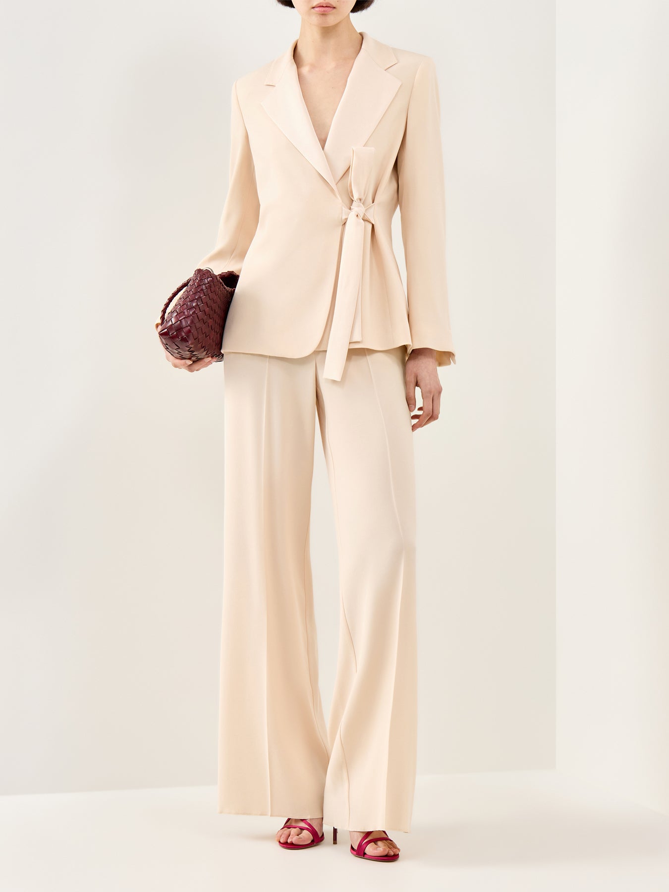 Stampa Wide Leg Trousers Beige