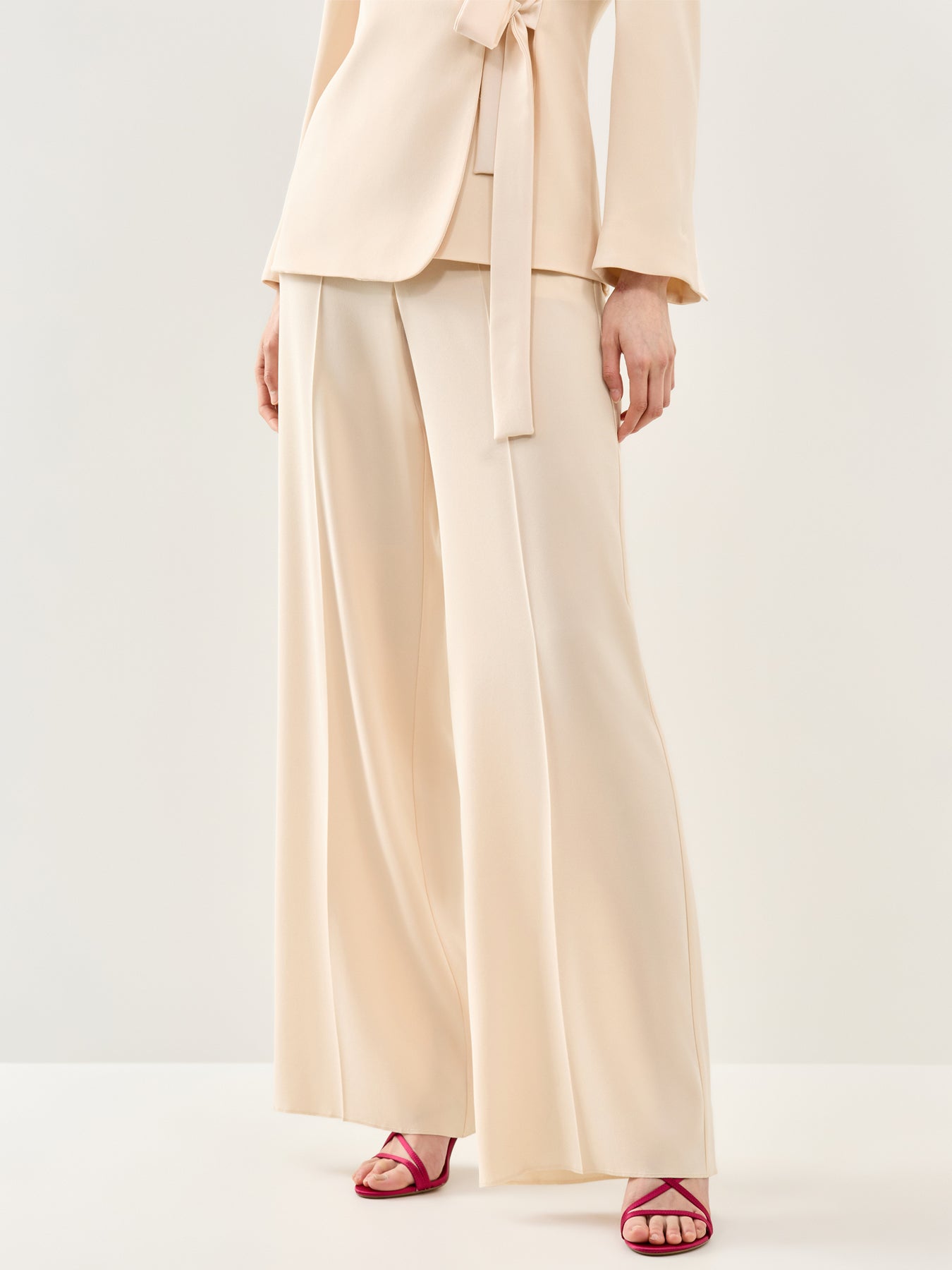 Stampa Wide Leg Trousers Beige