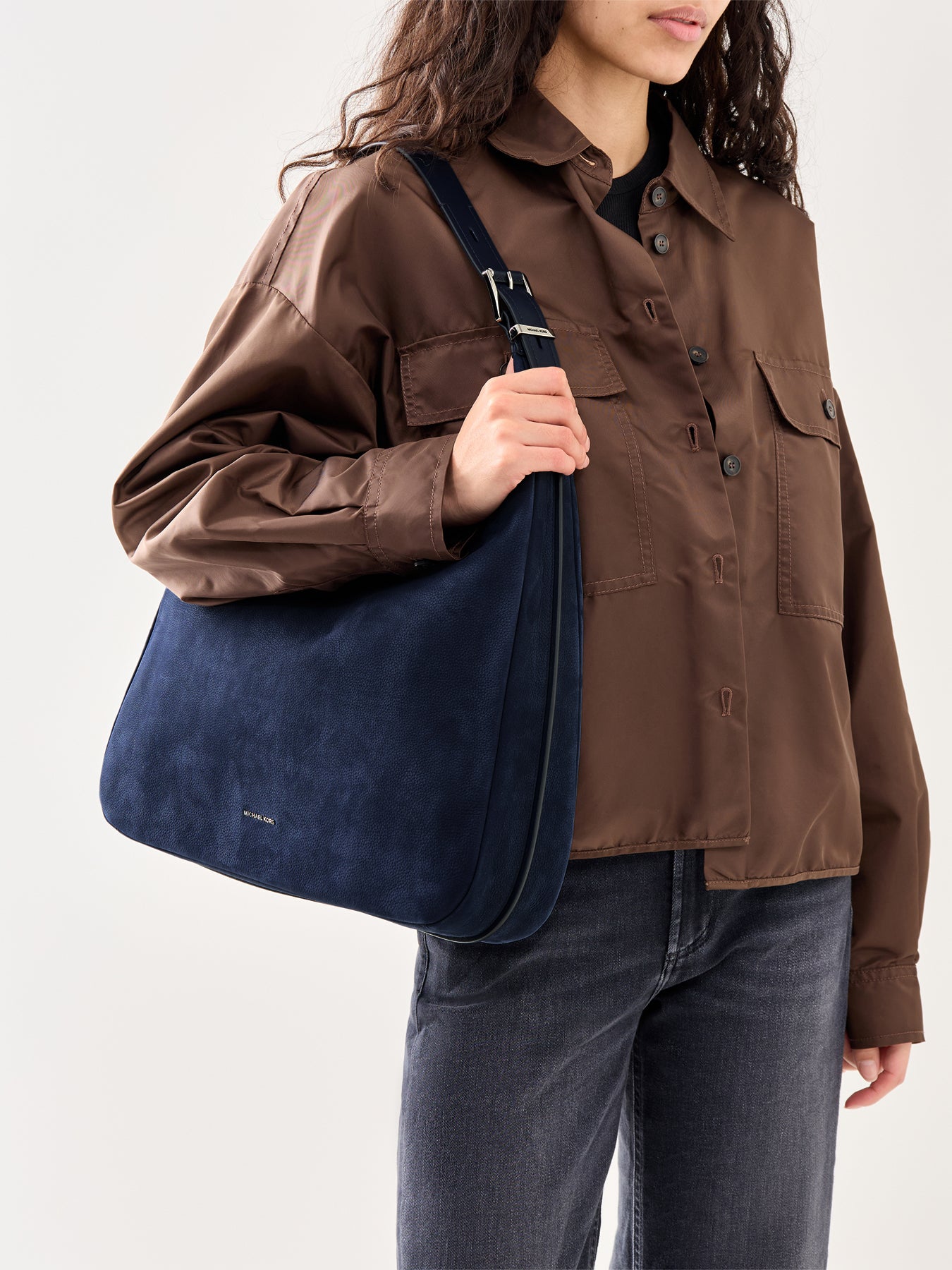 Nolita Suede Large Hobo Bag Blue