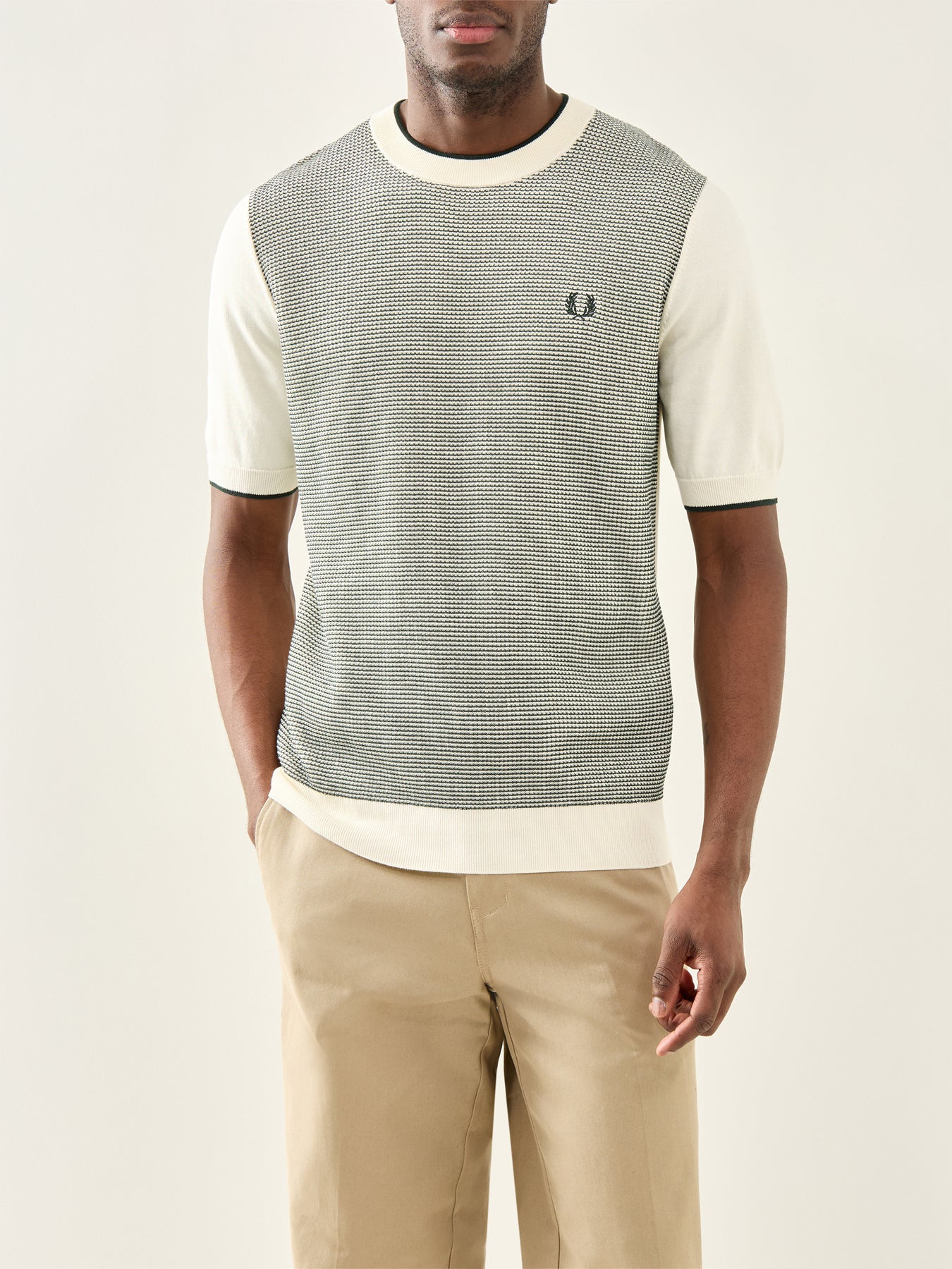 Waffle Knit T-Shirt Cream