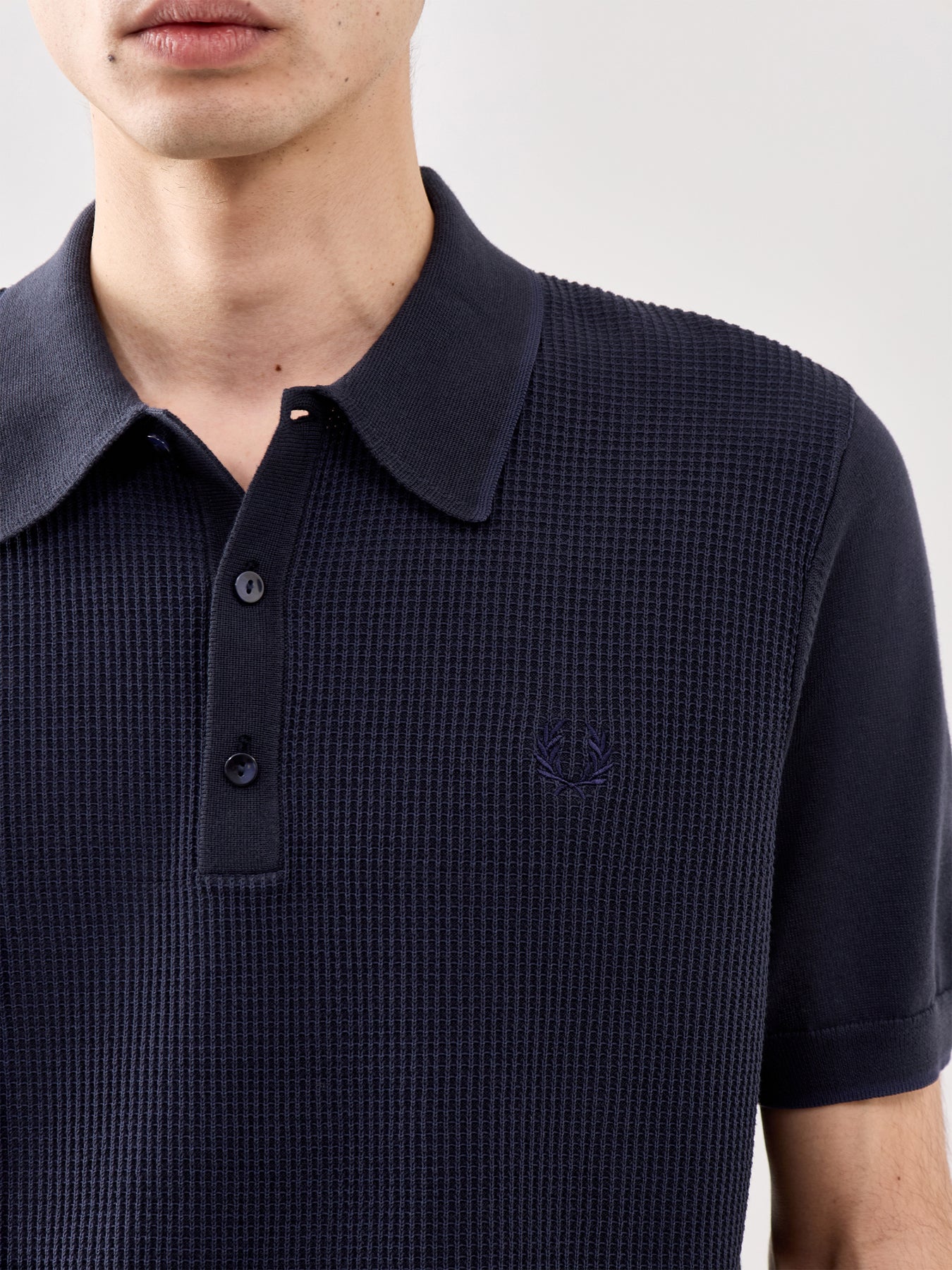 Tonic Waffle Knitted Polo Navy