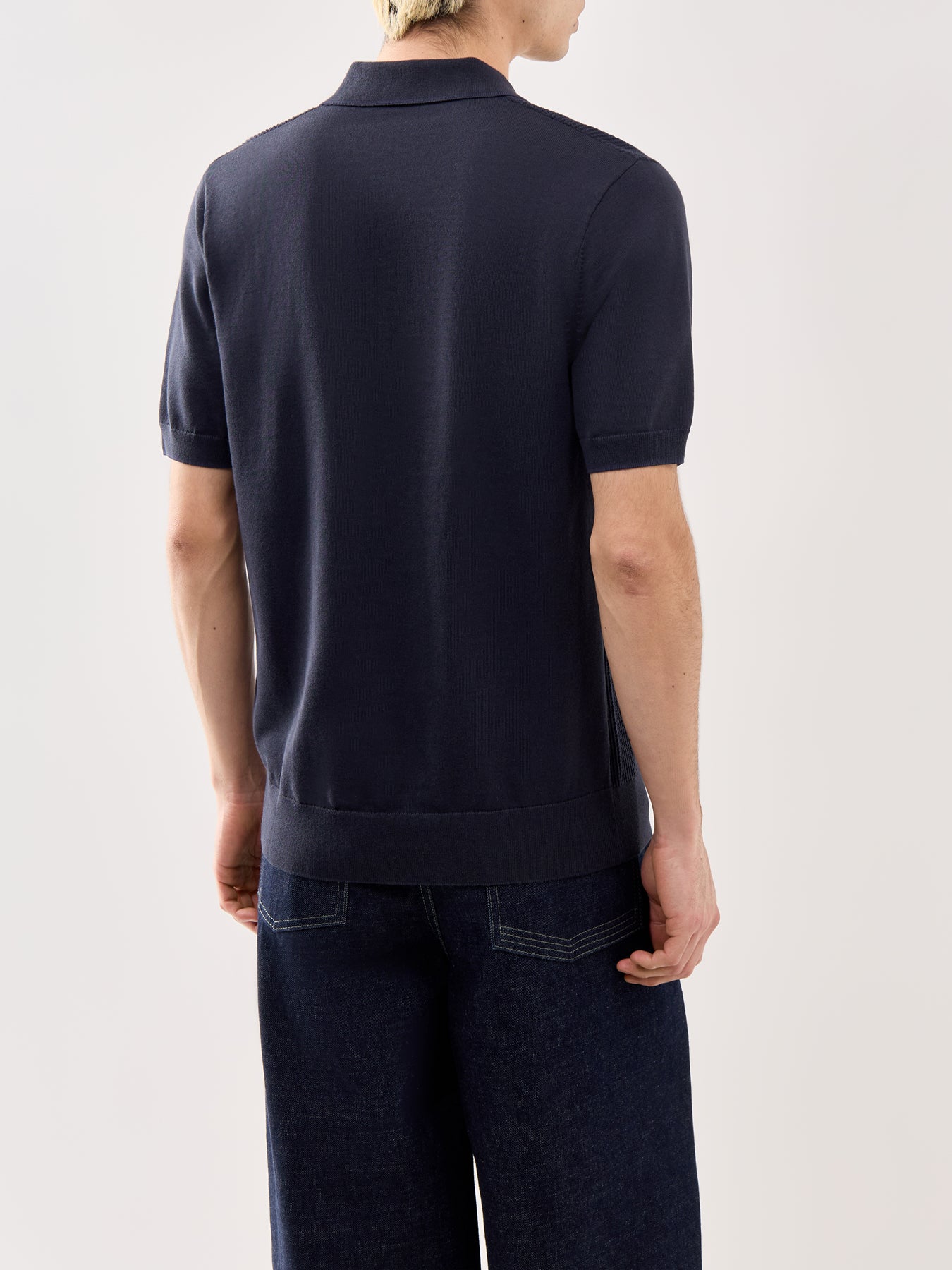 Tonic Waffle Knitted Polo Navy