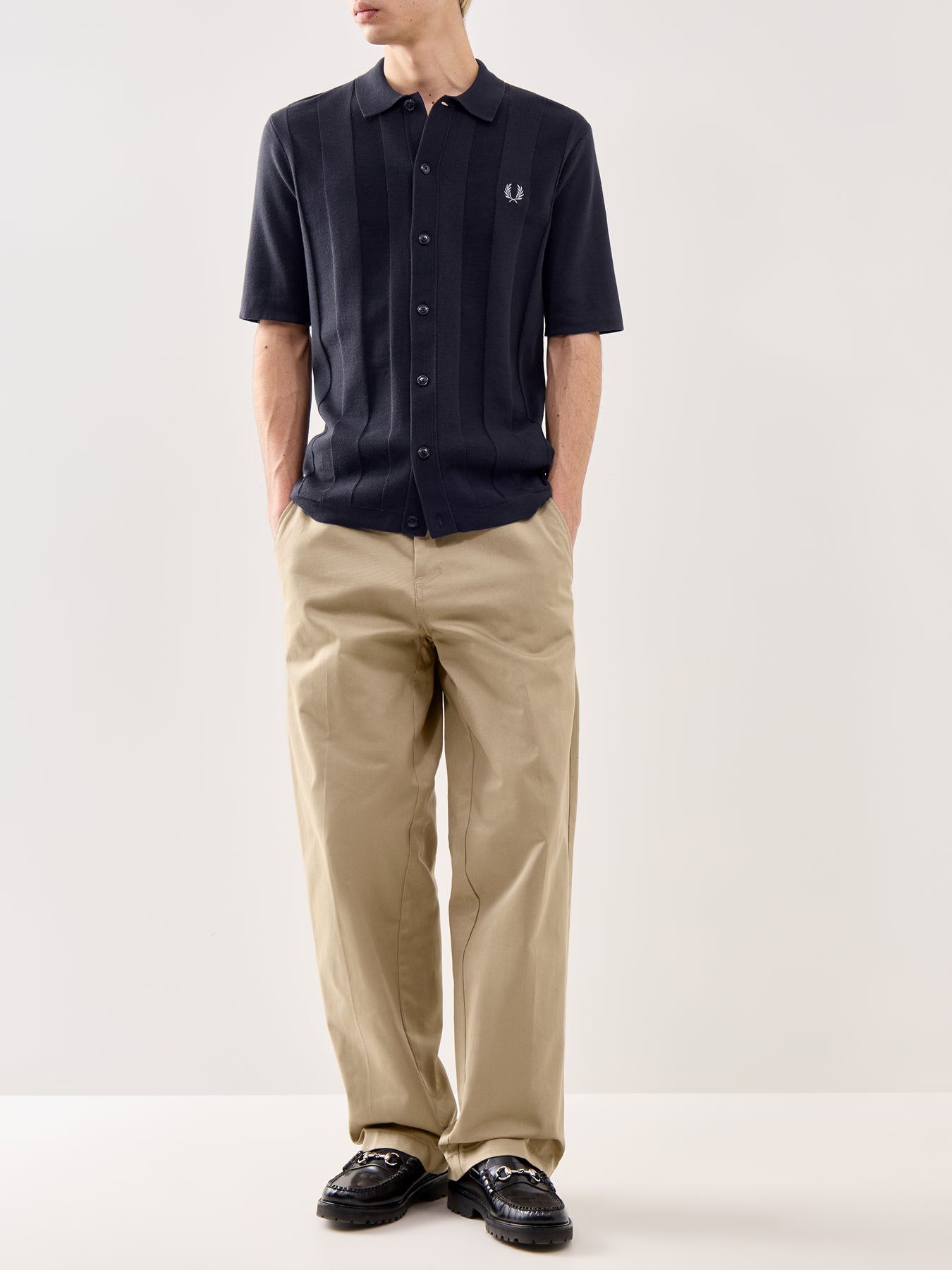 Tonal Vertical Stripe Shirt Navy