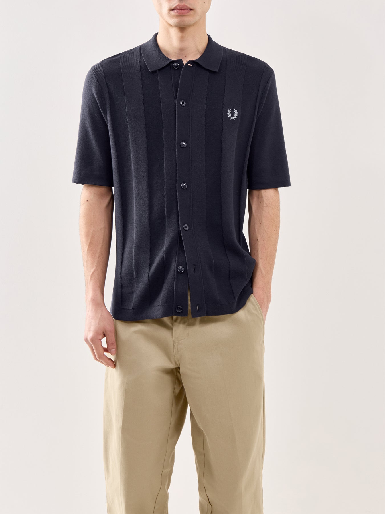 Tonal Vertical Stripe Shirt Navy