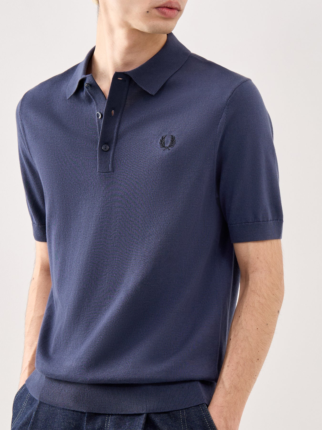 Cotton Knitted Polo Dark Navy
