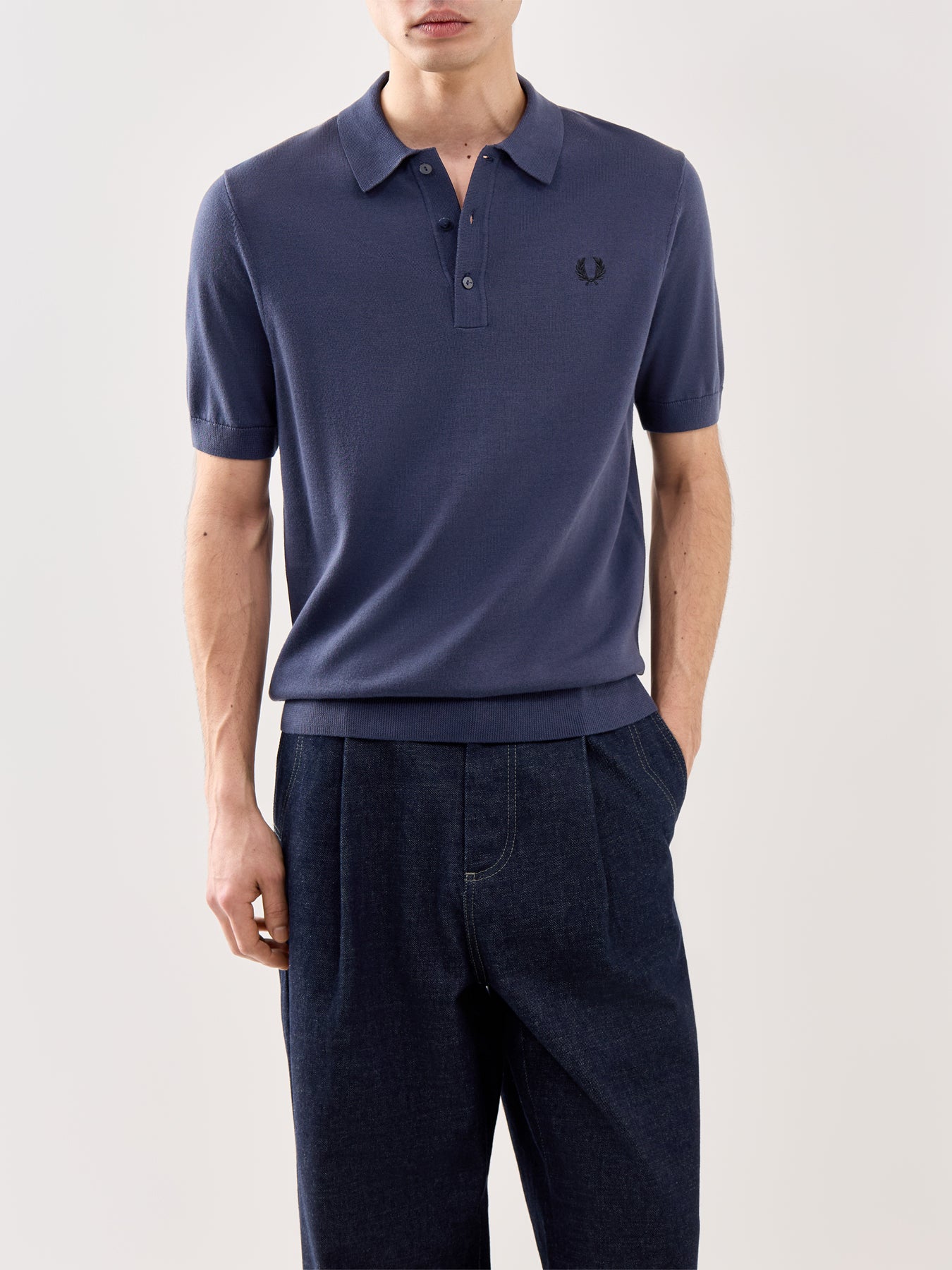 Cotton Knitted Polo Dark Navy